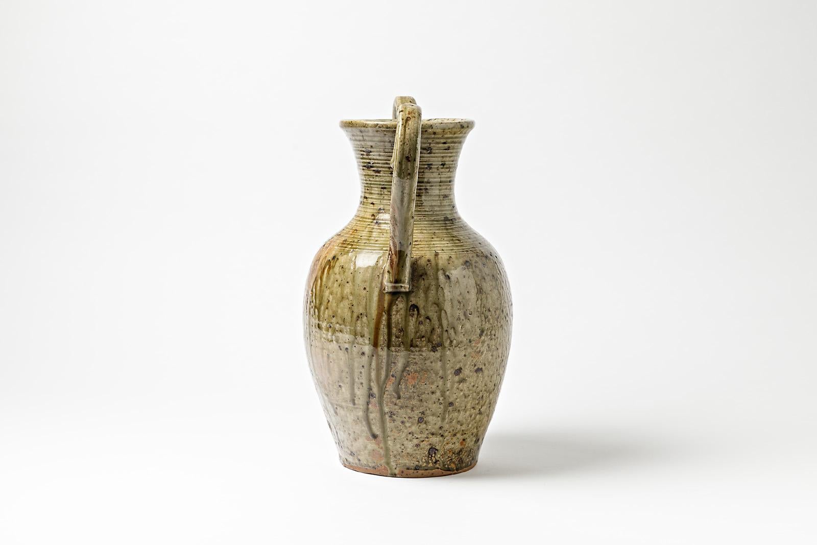 French Stoneware Vase by Lucien Talbot, circa 1950 For Sale