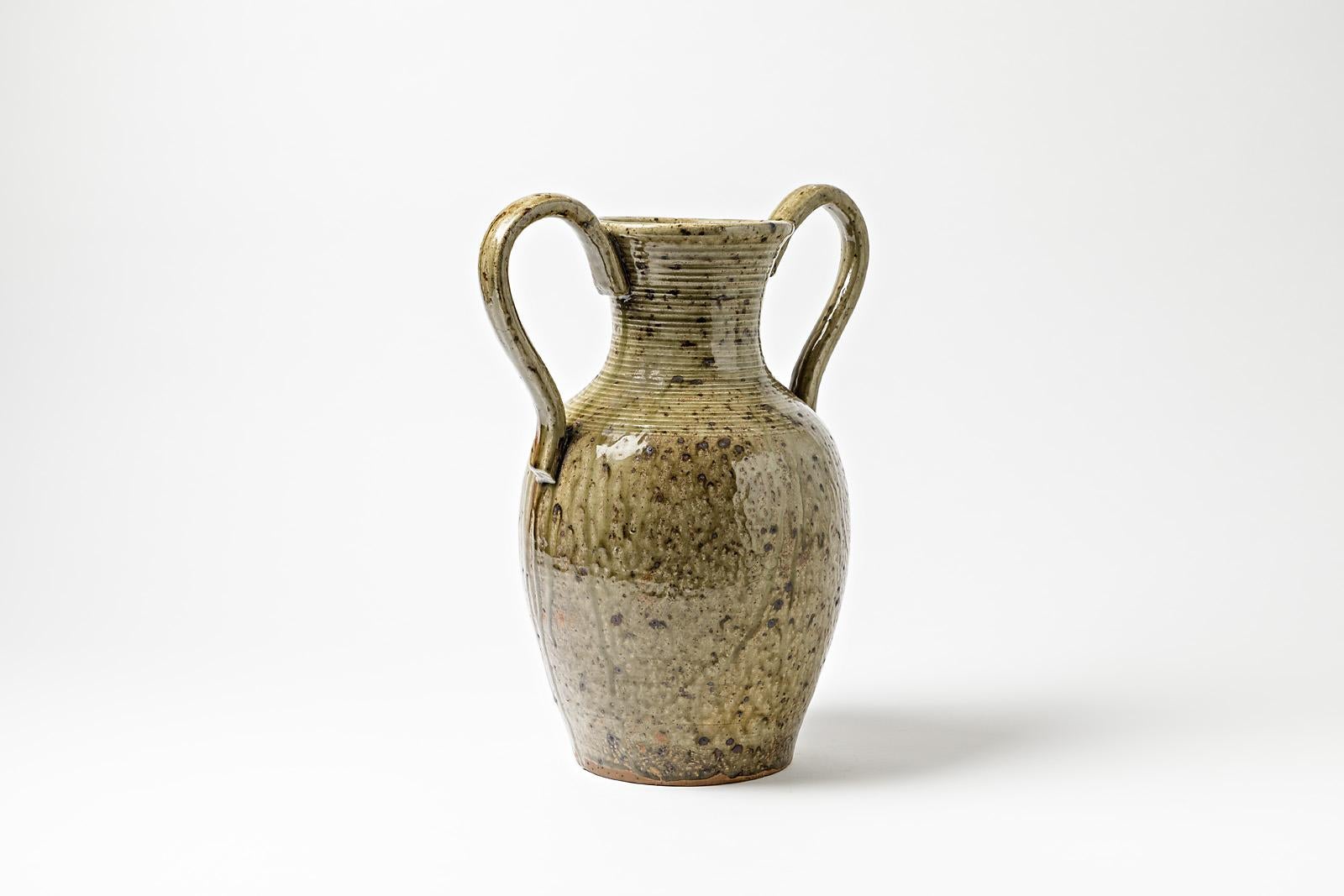 Vase en grès de Lucien Talbot, datant d'environ 1950 Excellent état - En vente à Saint-Ouen, FR