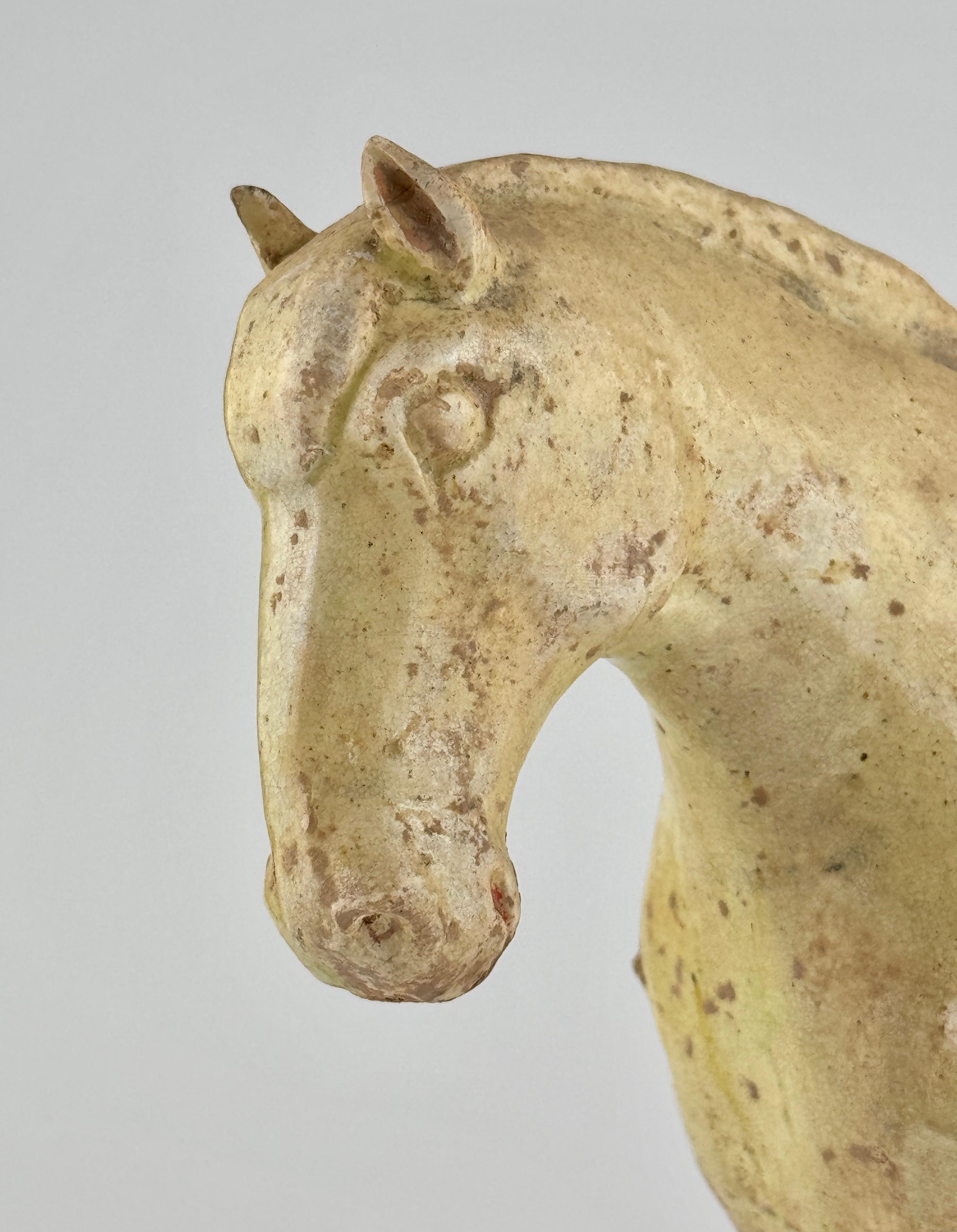 XVIIIe siècle et antérieur Figure d'homme à cheval en poterie à glaçure de paille, Dynastie Sui à Tang en vente