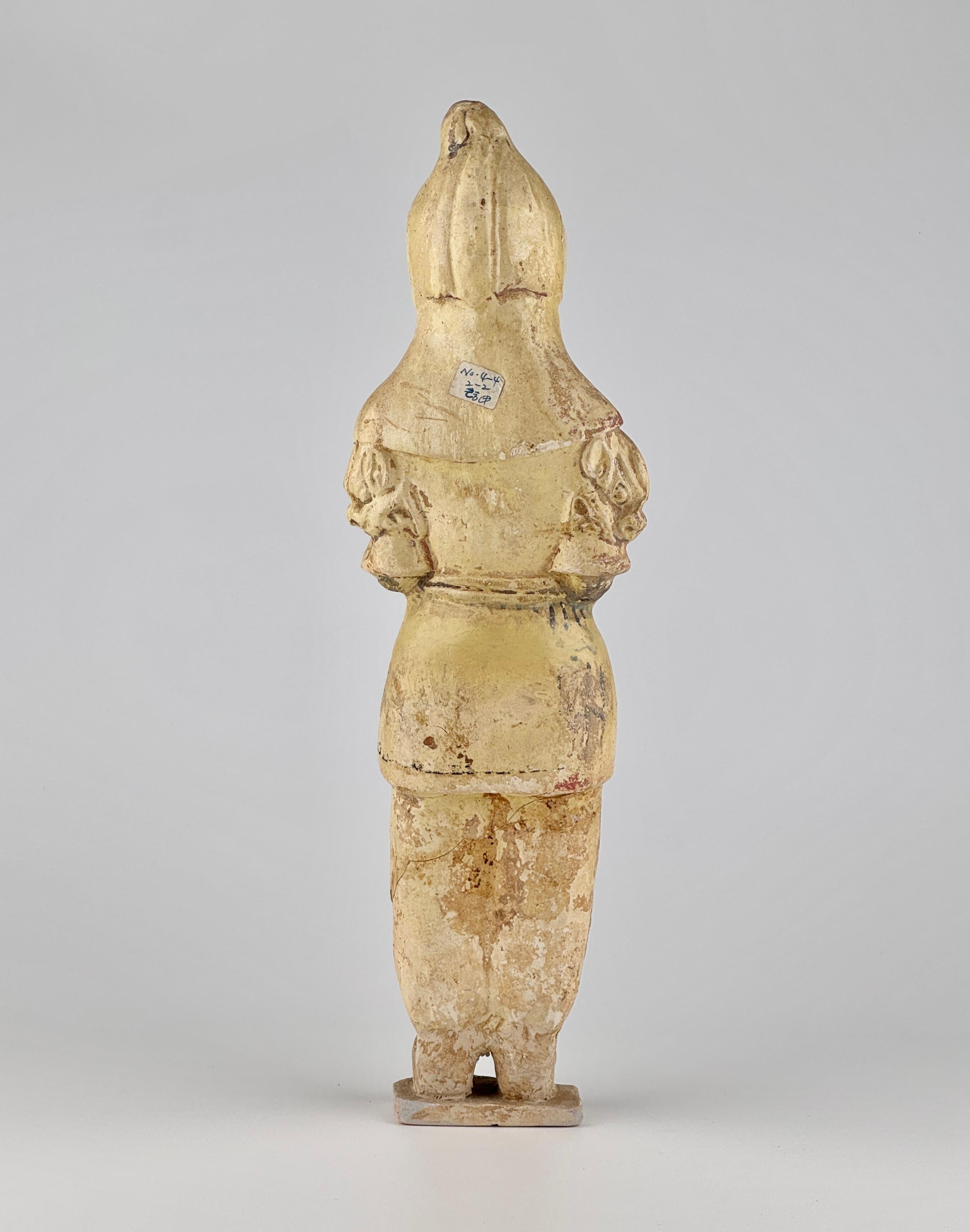 Hong Kong A Large Straw Glazed Pottery Figure of a Solider, Sui to Tang Dynasty For Sale