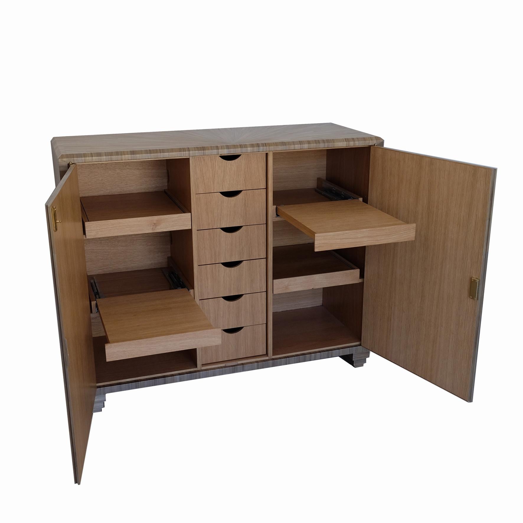 Contemporary Straw Marquetry Cabinet, Art Deco Style