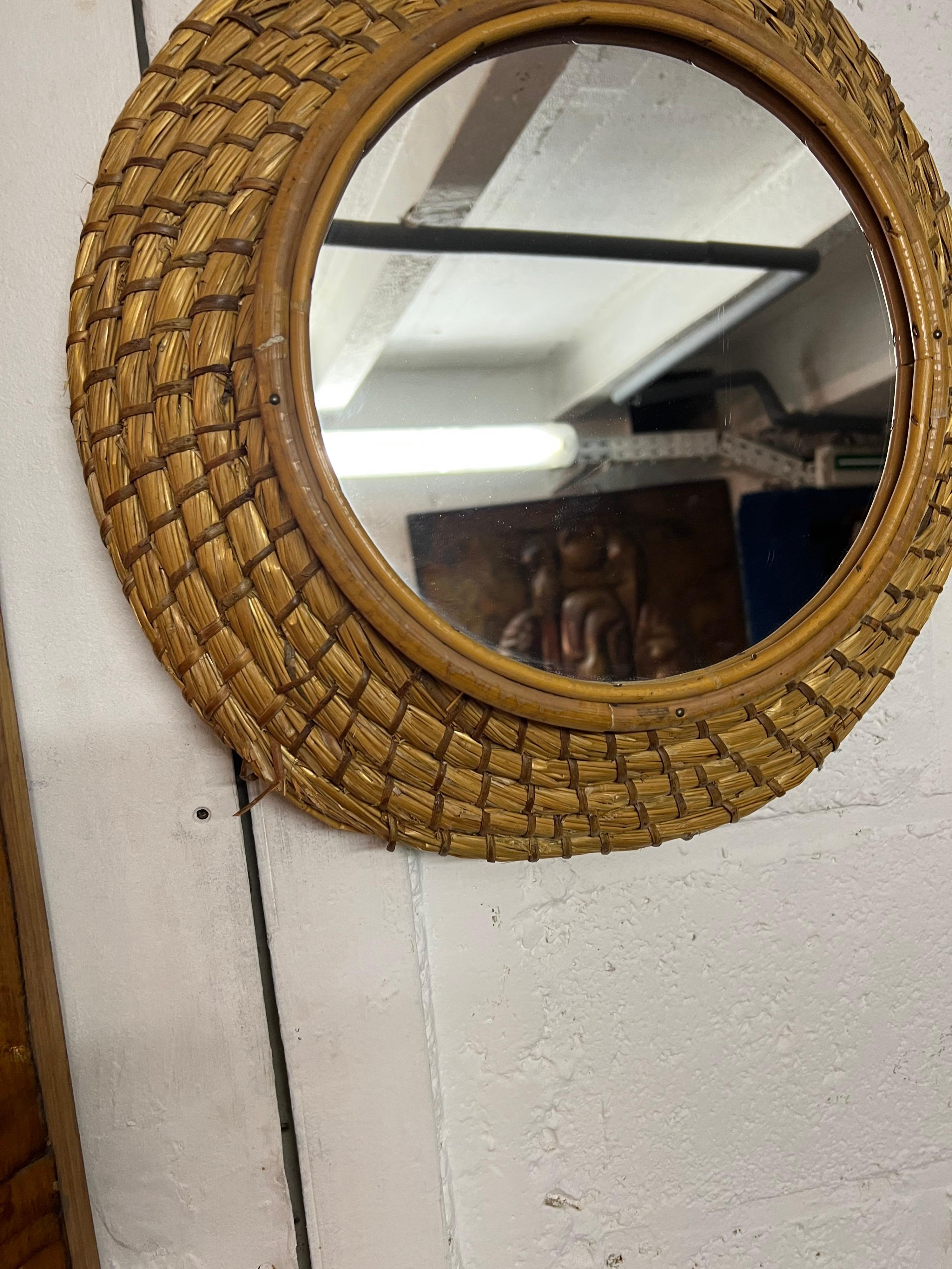 French Straw Mirror For Sale