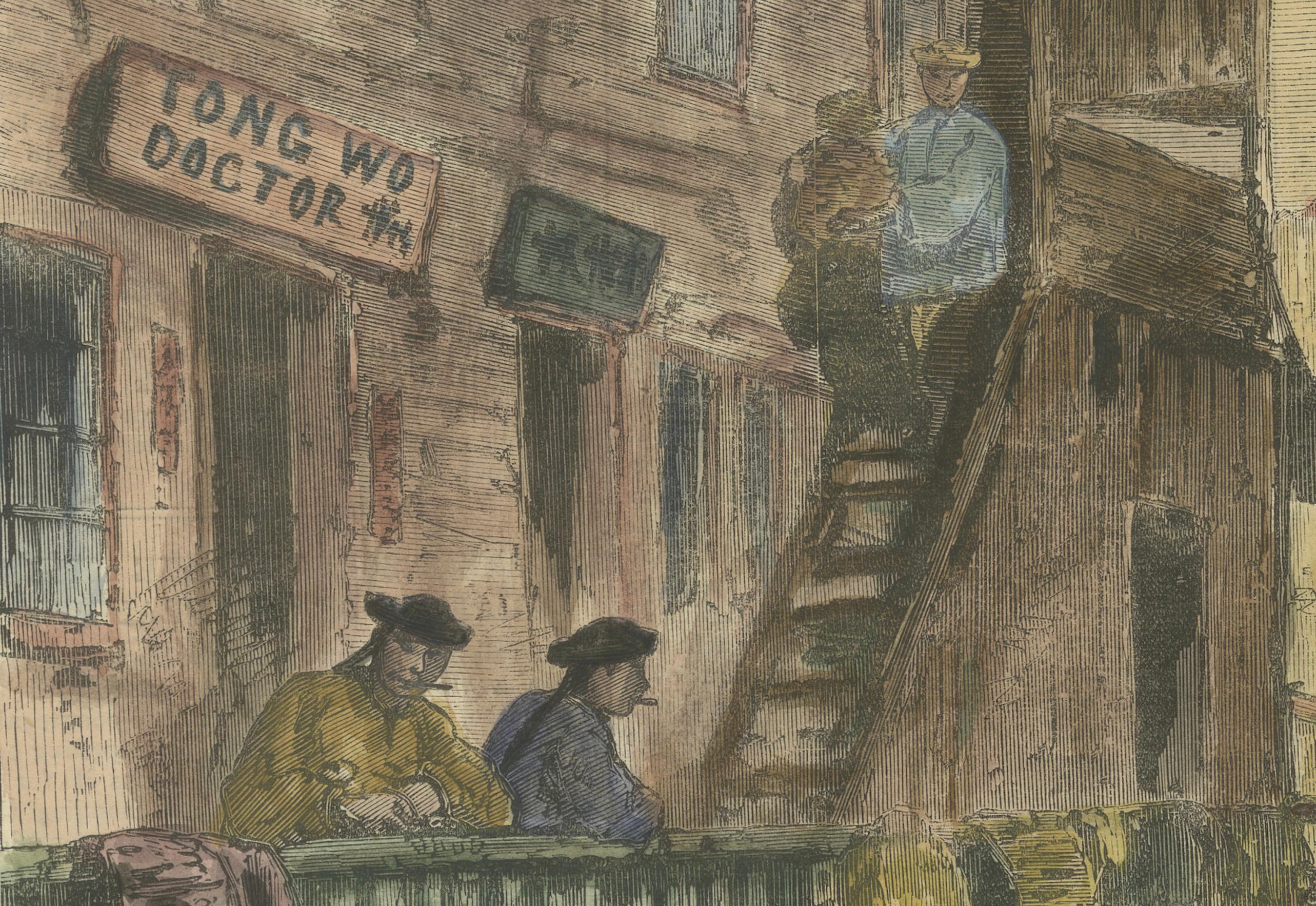 Late 19th Century A Street Scene in the Chinese Quarter of San Francisco Published in 1870 For Sale