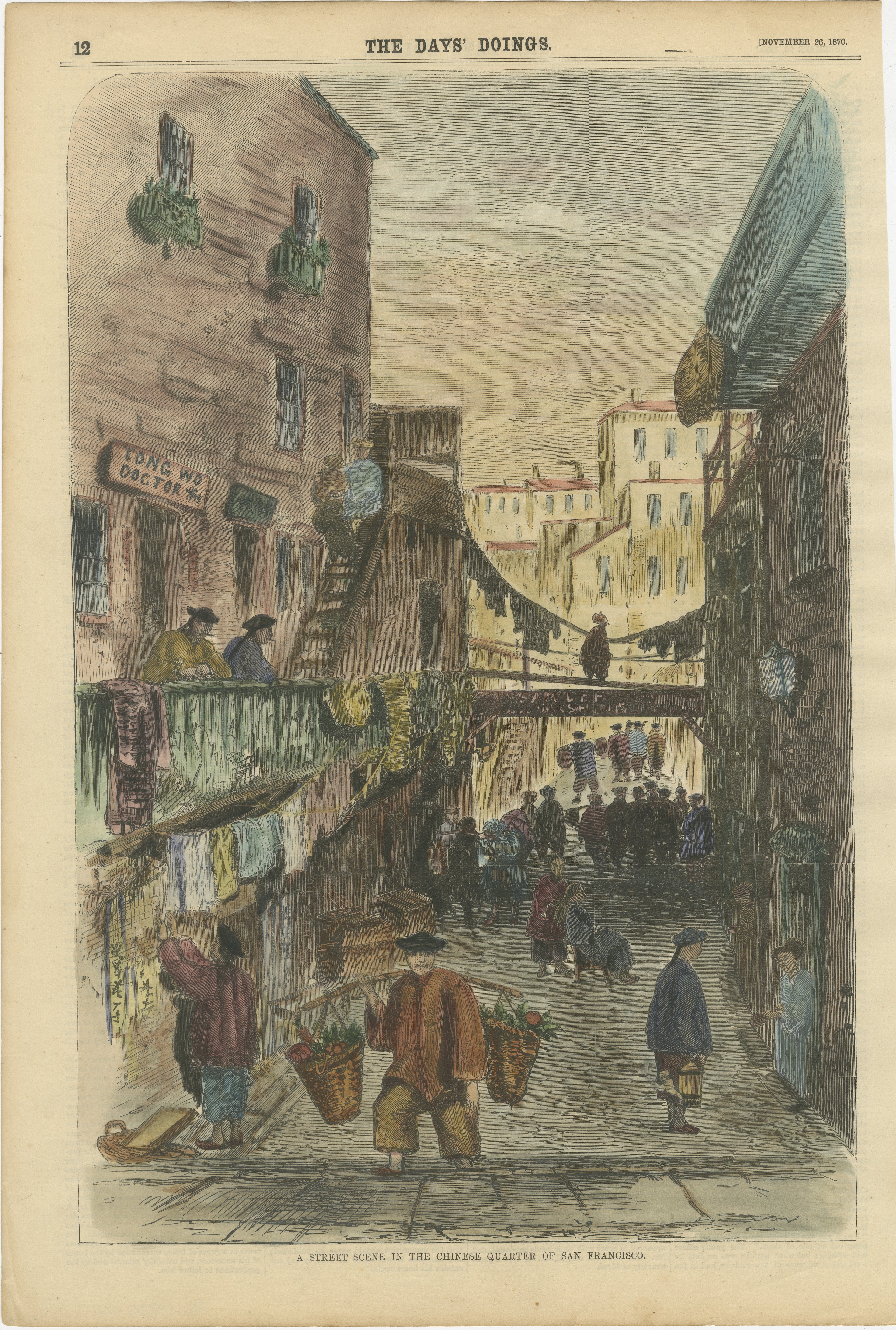 Una scena di strada nel quartiere cinese di San Francisco Pubblicato nel 1870