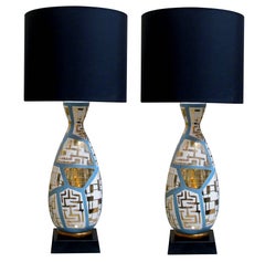 Striking
Tall Pair of Italian Bottle-Form Lamps with Gilt Geometric Decoration Striking
Tall Pair of Italian Bottle-Form Lamps with Gilt Geometric Decoration