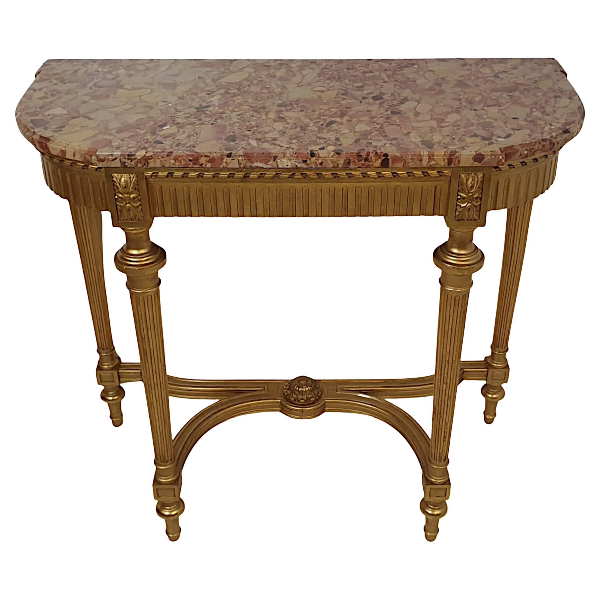 Striking 19th Century Gilt Marble Topped Console Table