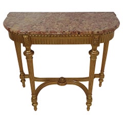 Striking 19th Century Gilt Marble Topped Console Table