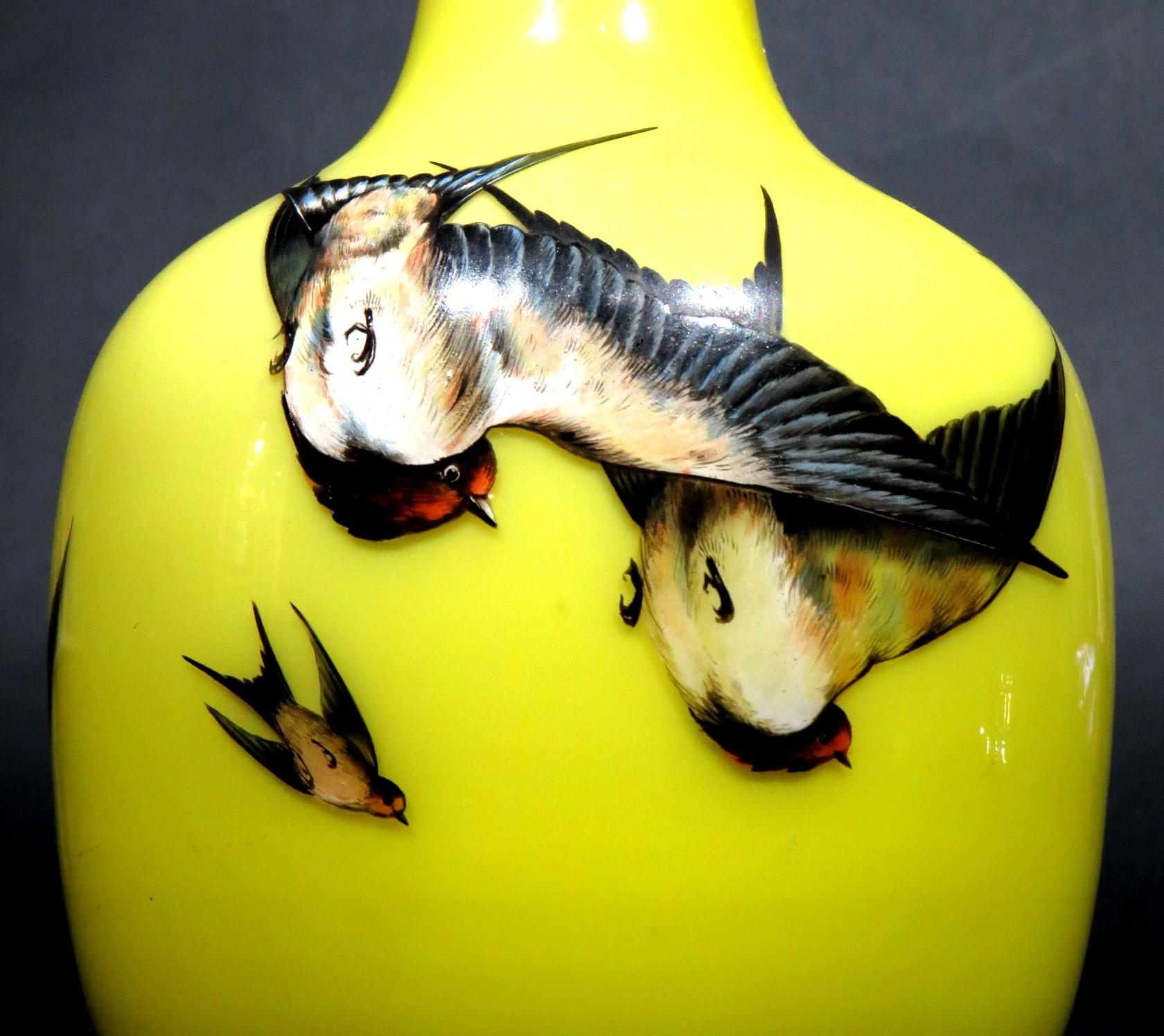 Enameled A Striking Early 20th Century Mount Washington Cased Glass Bottle Vase For Sale