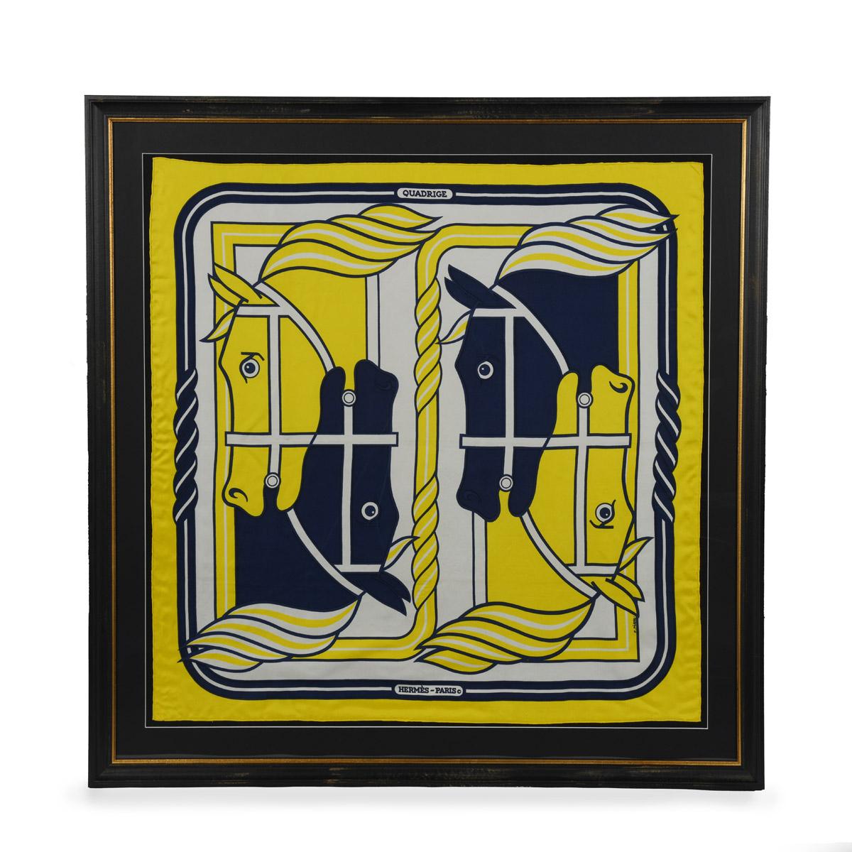 A striking framed Hermès 90 ‘Quadrige’ silk square by Pierre Peron, circa 1973 In Good Condition For Sale In Lymington, Hampshire