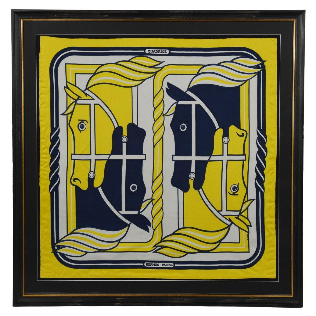 A striking framed Hermès 90 ‘Quadrige’ silk square by Pierre Peron, circa 1973 For Sale