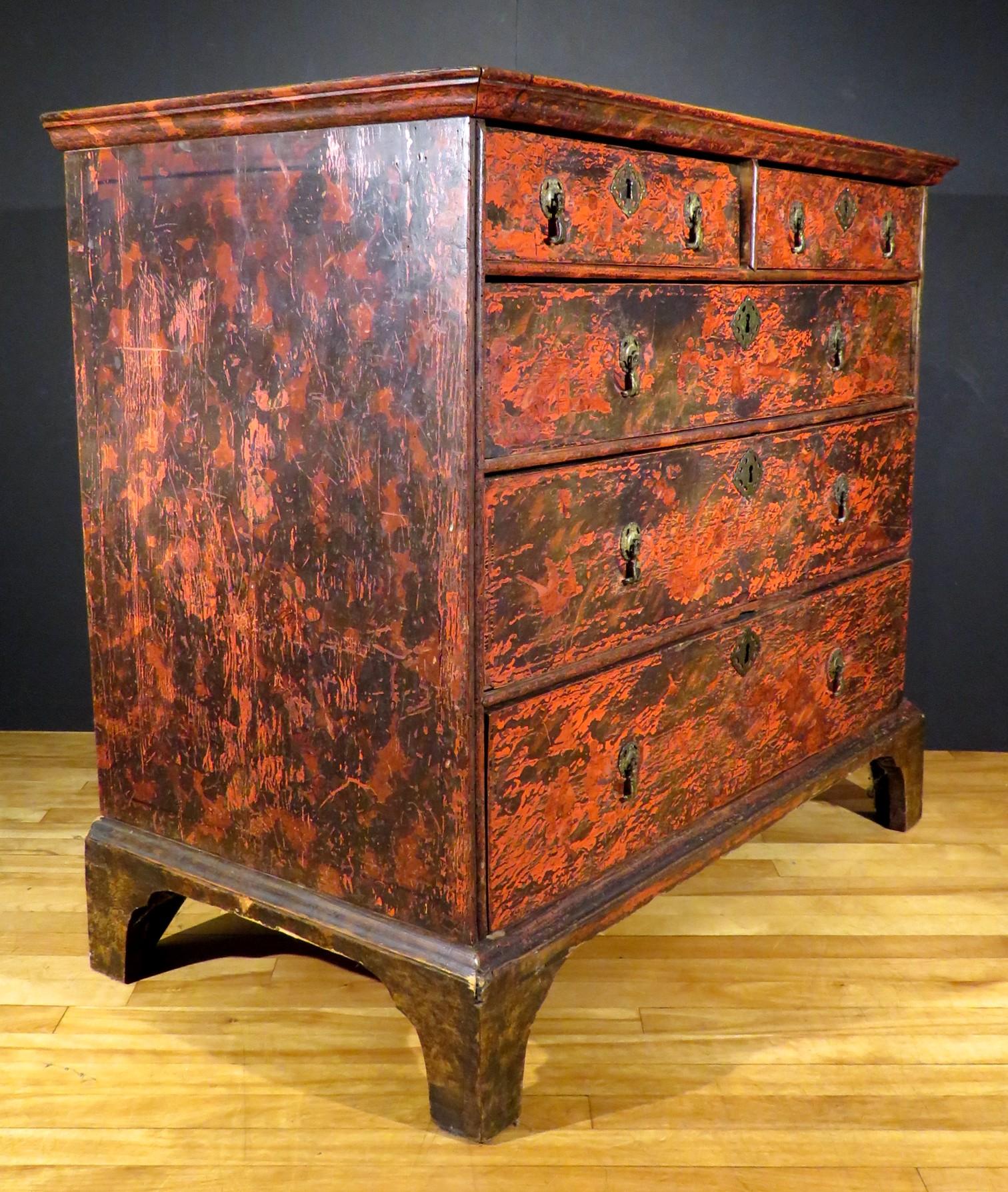 George I Period Japanned Chest of Drawers, England Circa 1720 In Good Condition For Sale In Ottawa, Ontario
