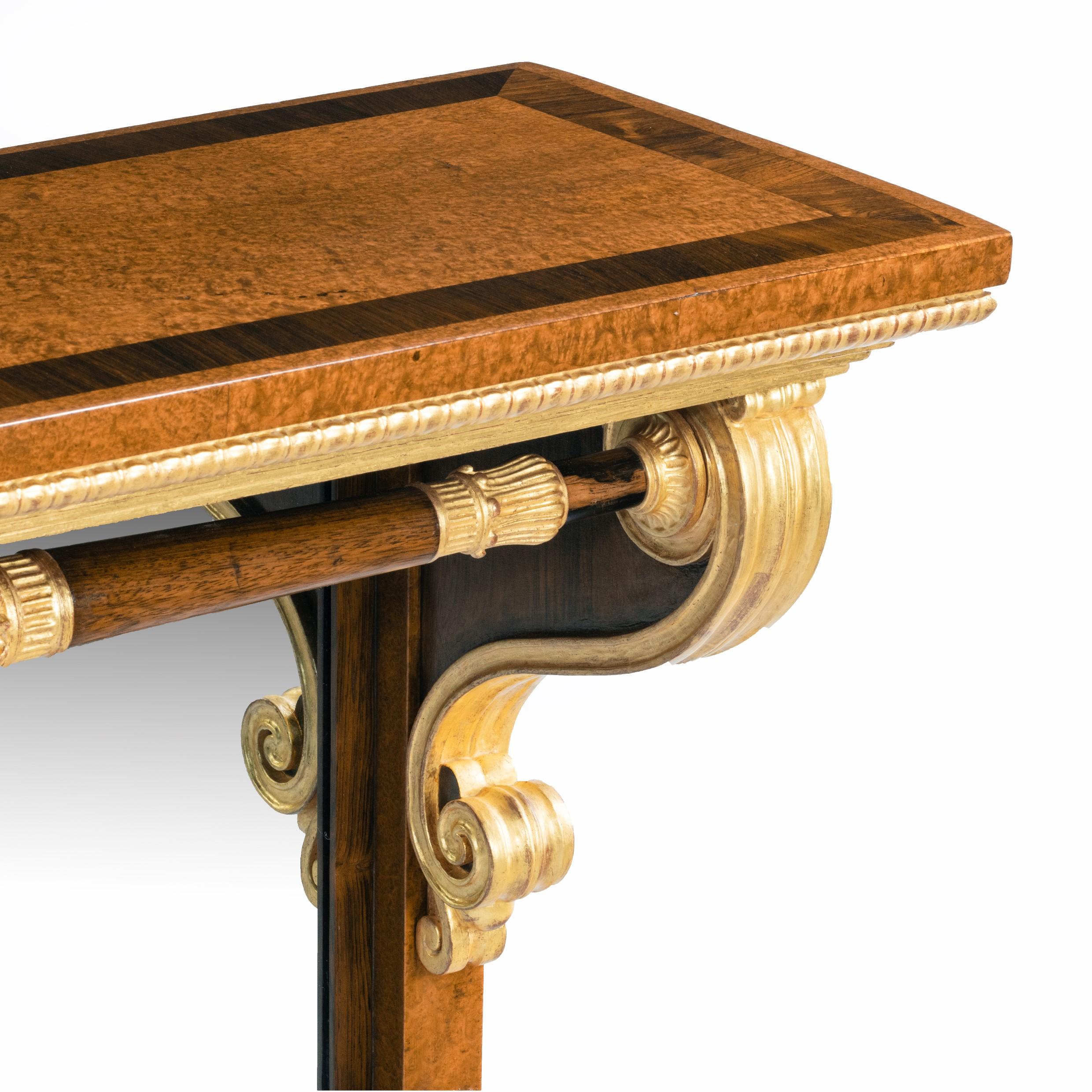 Table console étonnante en amboyna:: bois de rose et dorure George IV en vente 4