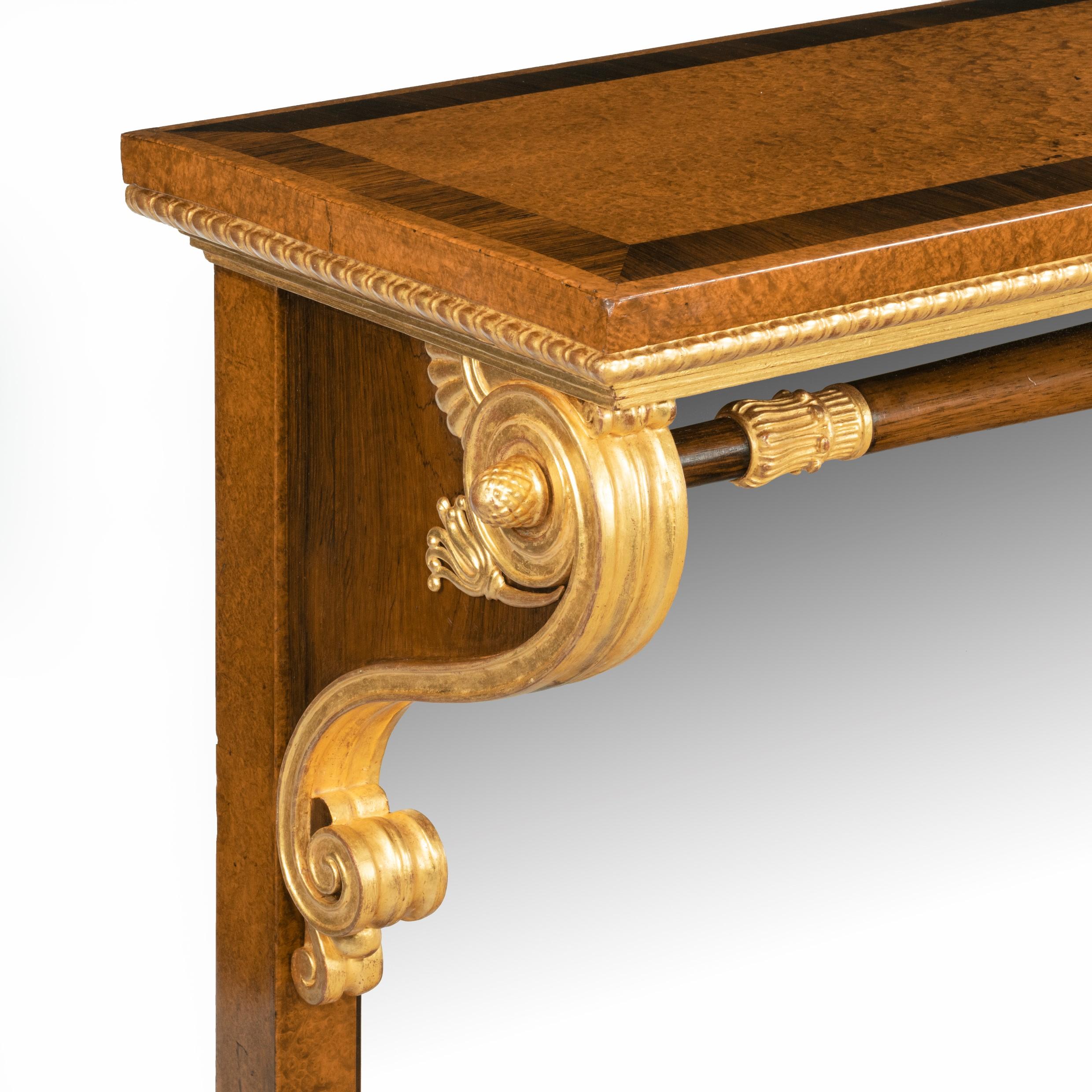 Striking George IV Amboyna, Rosewood and Gilt Console Table In Good Condition For Sale In Lymington, Hampshire