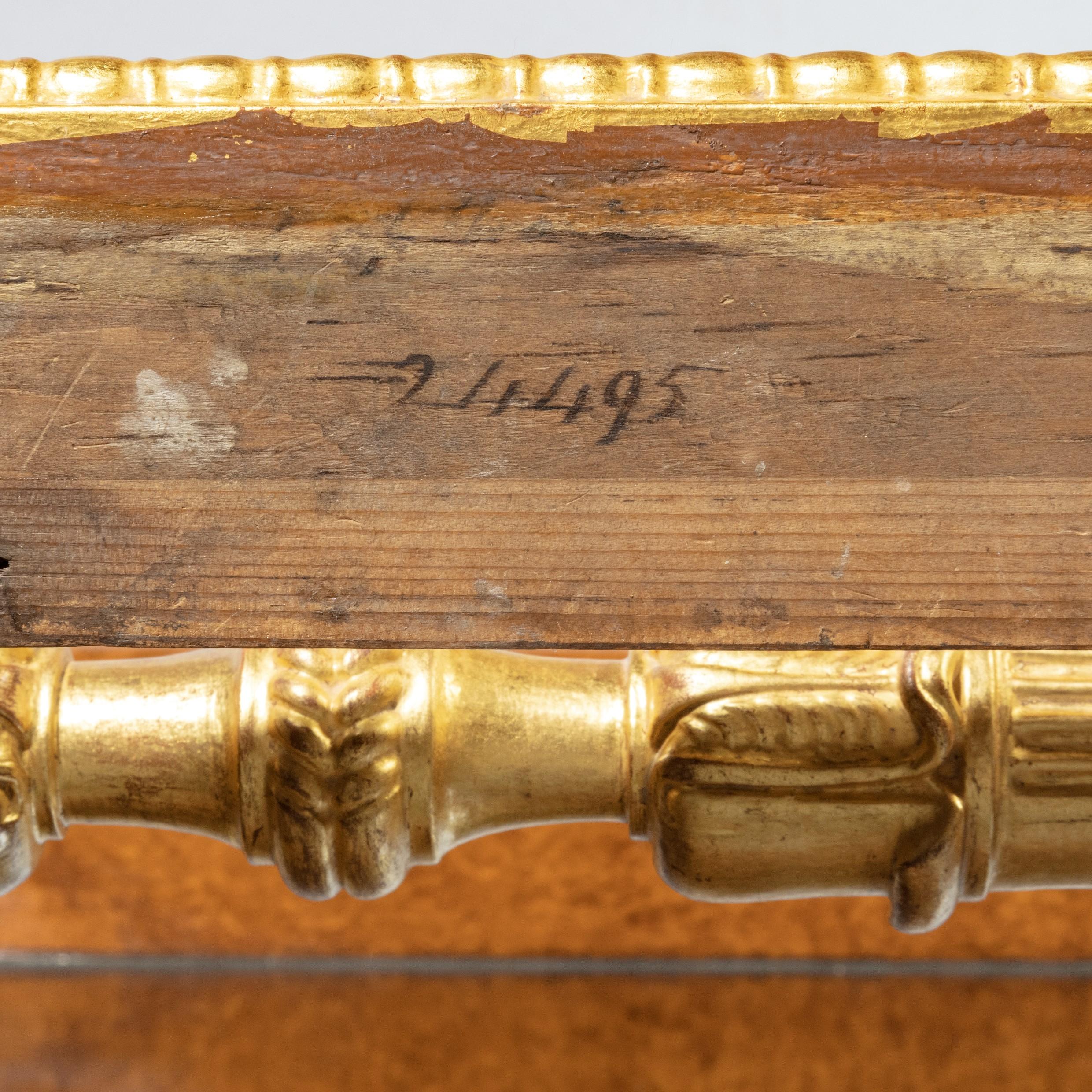 Début du XIXe siècle Table console étonnante en amboyna:: bois de rose et dorure George IV en vente
