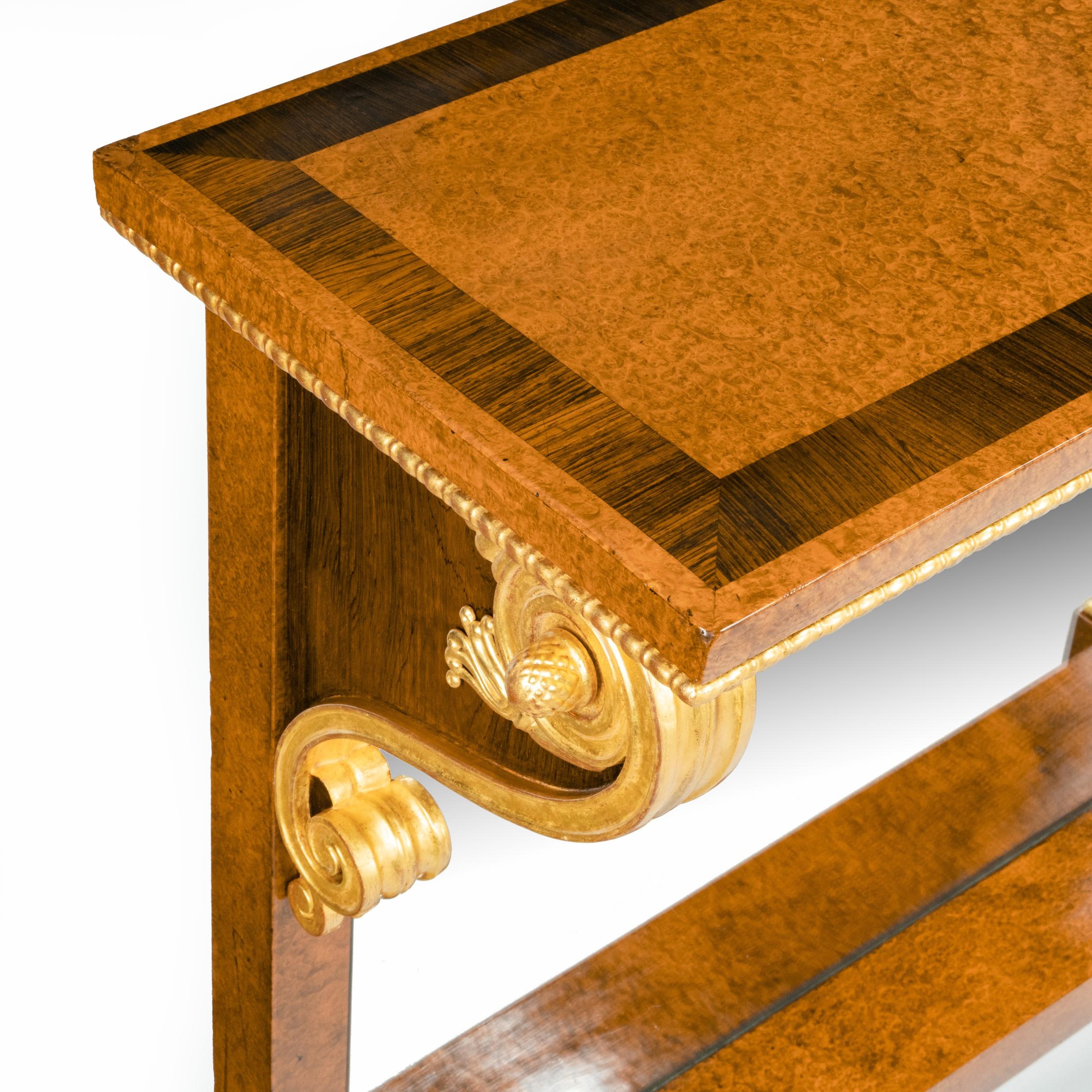 Table console étonnante en amboyna:: bois de rose et dorure George IV en vente 1