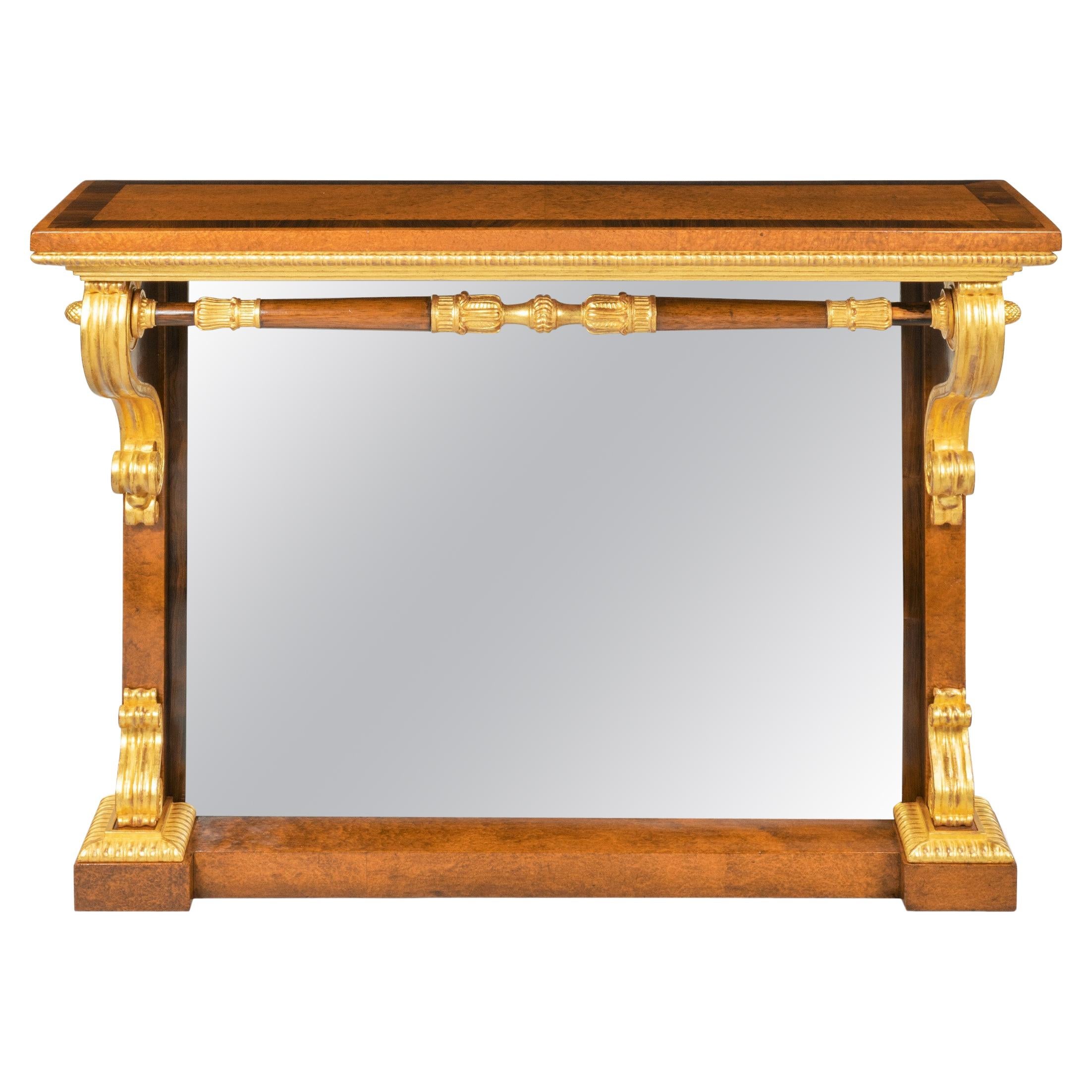Striking George IV Amboyna, Rosewood and Gilt Console Table For Sale