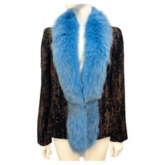 A striking Georges Rech Paris statement jacket blue fox fur collar