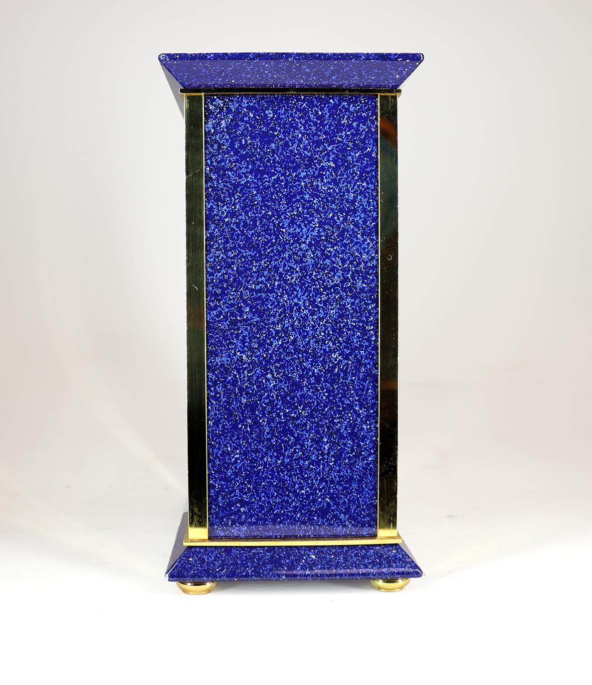 Swiss A Striking Mantel Clock by Luxor, in a Lapis Blue and Gilt Case For Sale
