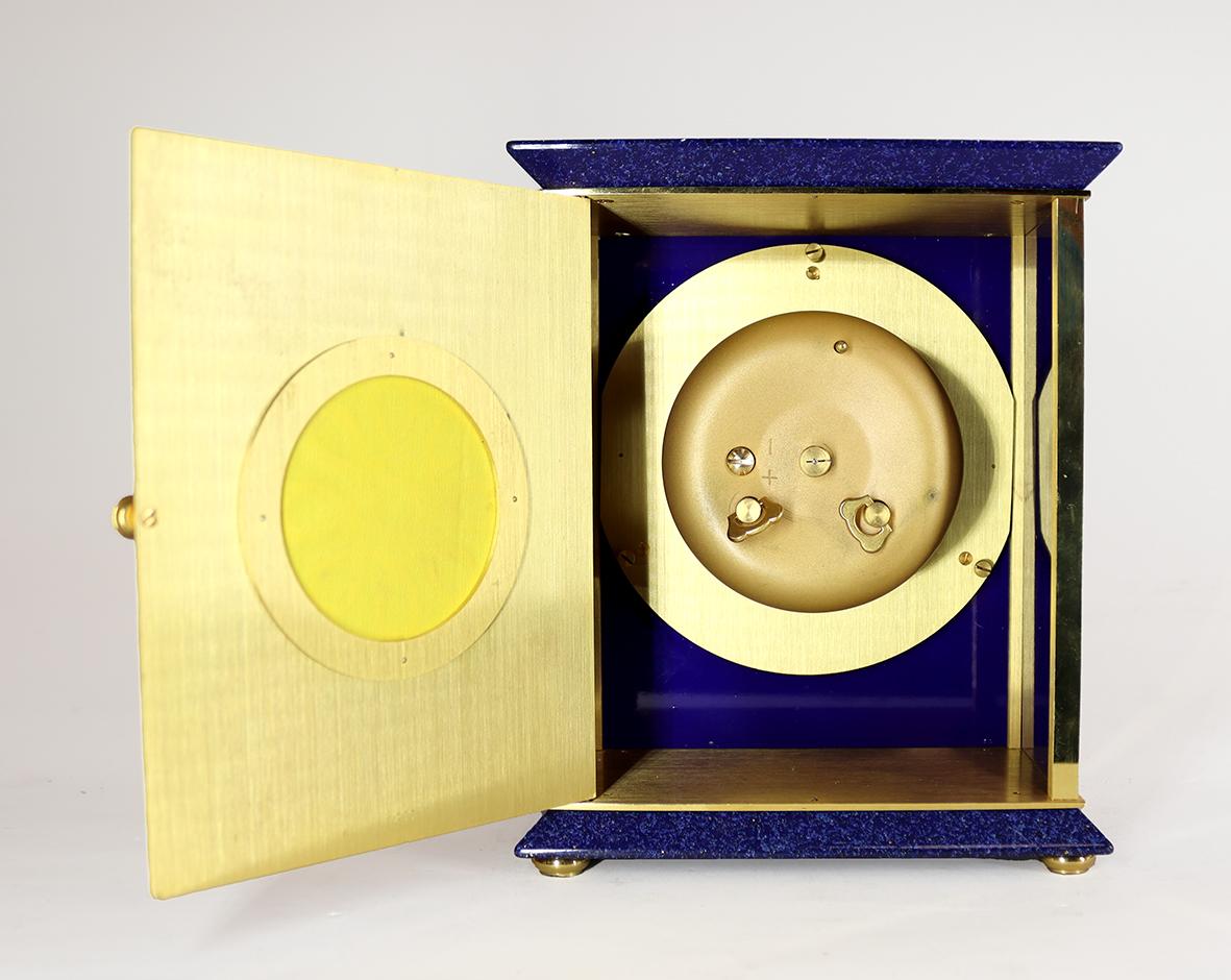 A Striking Mantel Clock by Luxor, in a Lapis Blue and Gilt Case In Good Condition For Sale In Amersham, GB