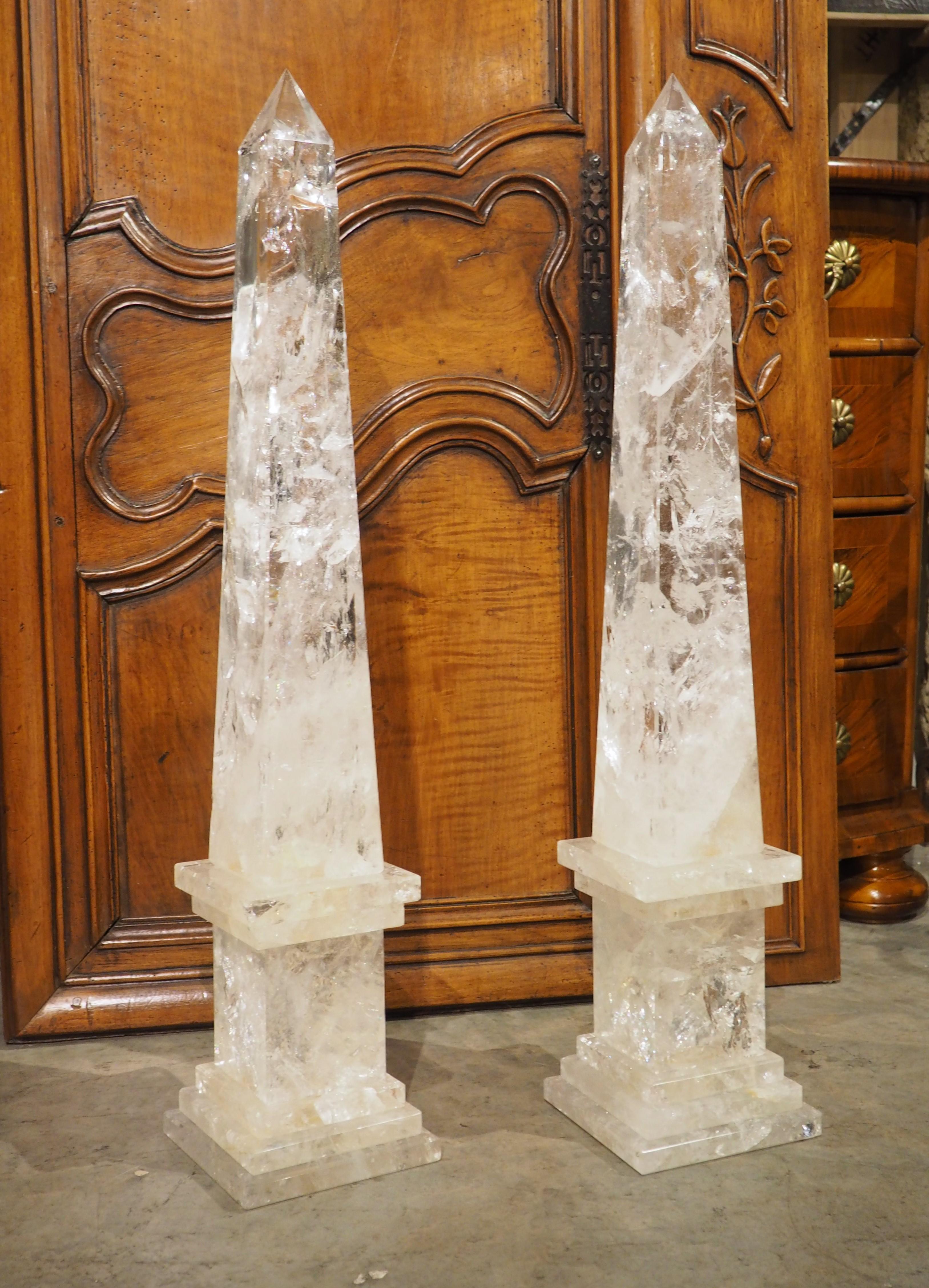 Paire d'obélisques en cristal de roche, 20e siècle en vente 7