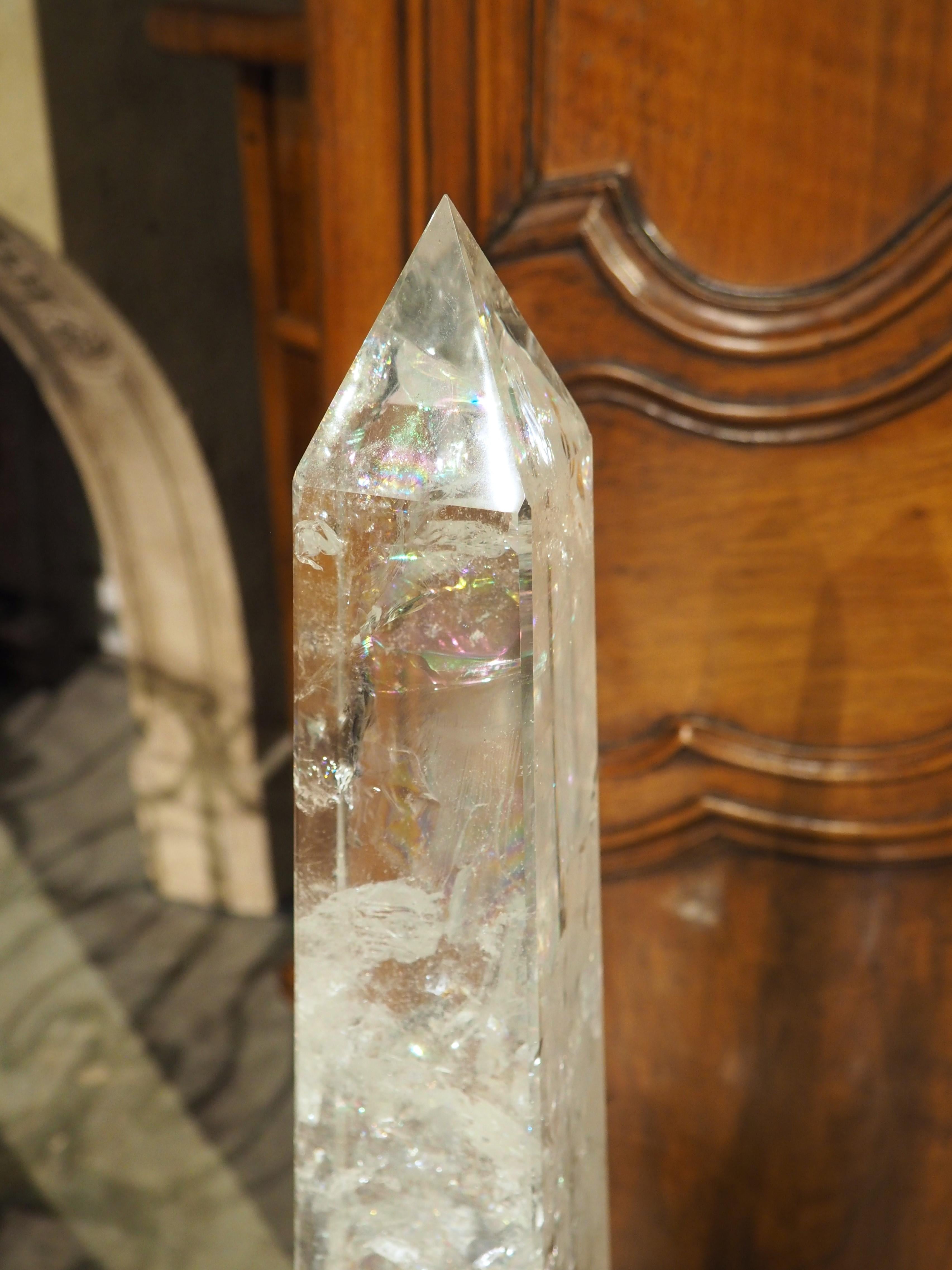 Paire d'obélisques en cristal de roche, 20e siècle Bon état - En vente à Dallas, TX