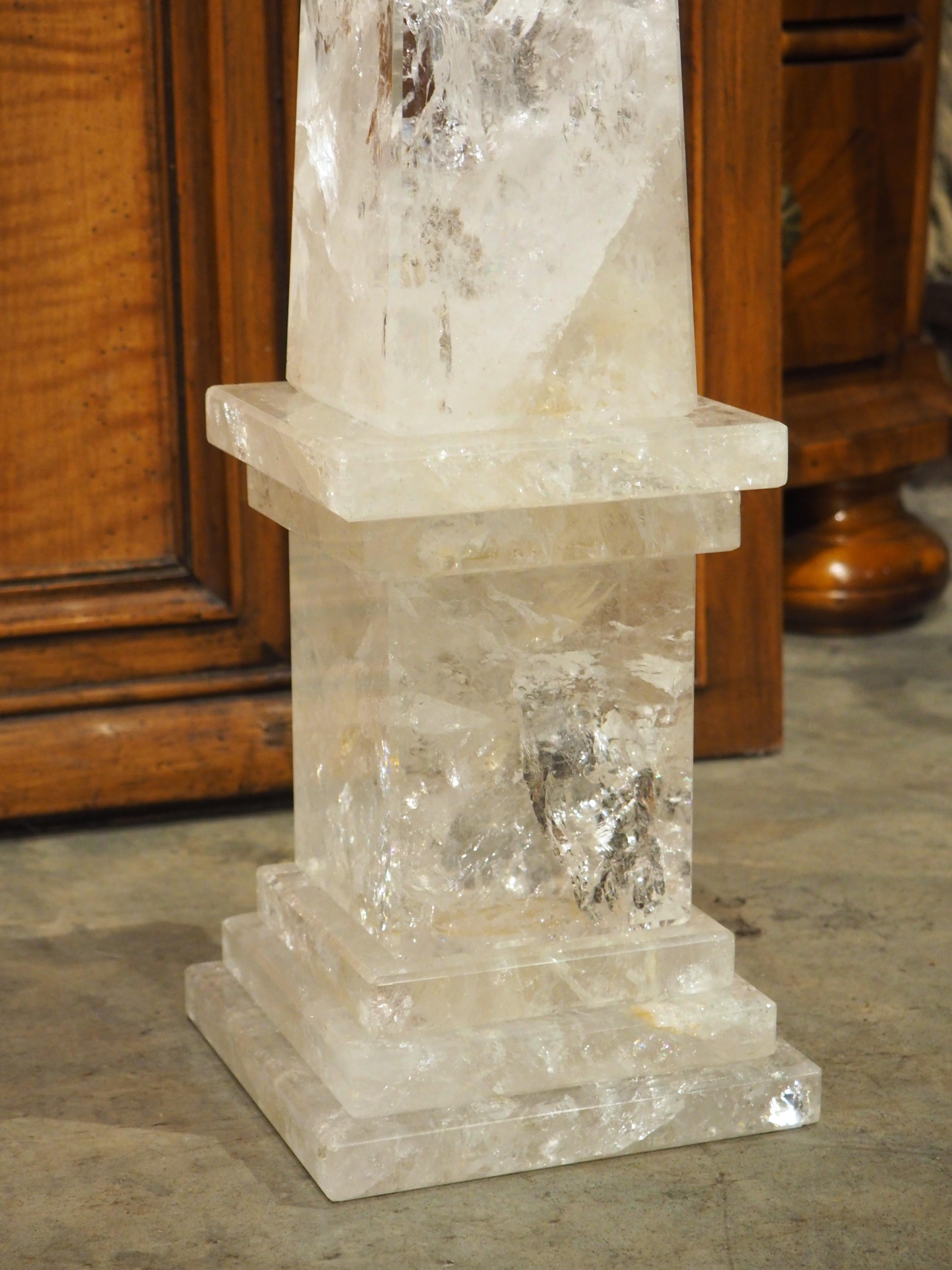 Quartz Paire d'obélisques en cristal de roche, 20e siècle en vente