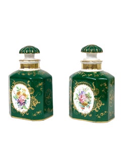 19th Century Pair of Paris Porcelain Stoppered Bottles or Flacons