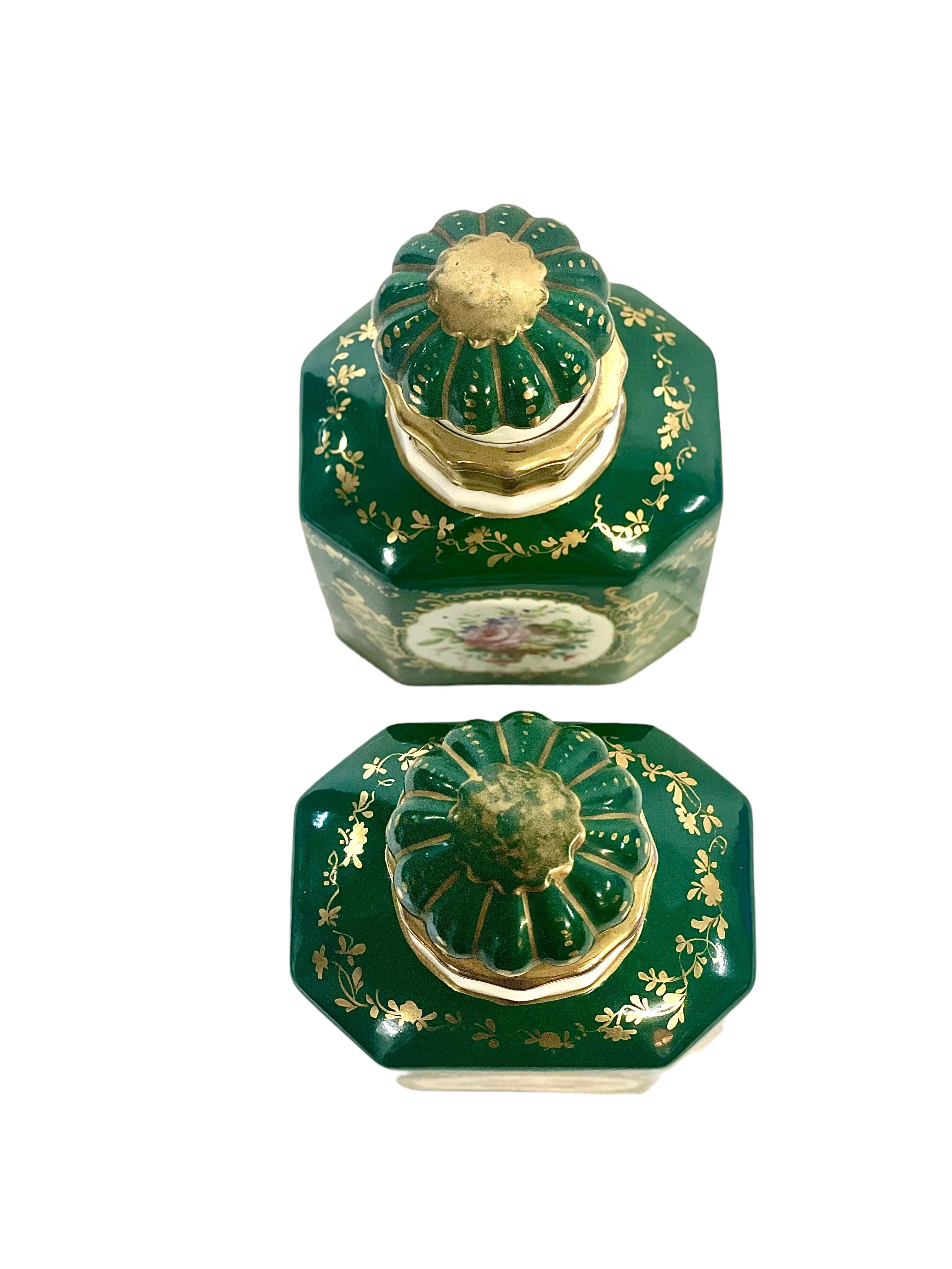 Napoleon III 19th Century Pair of Paris Porcelain Stoppered Bottles or Flacons