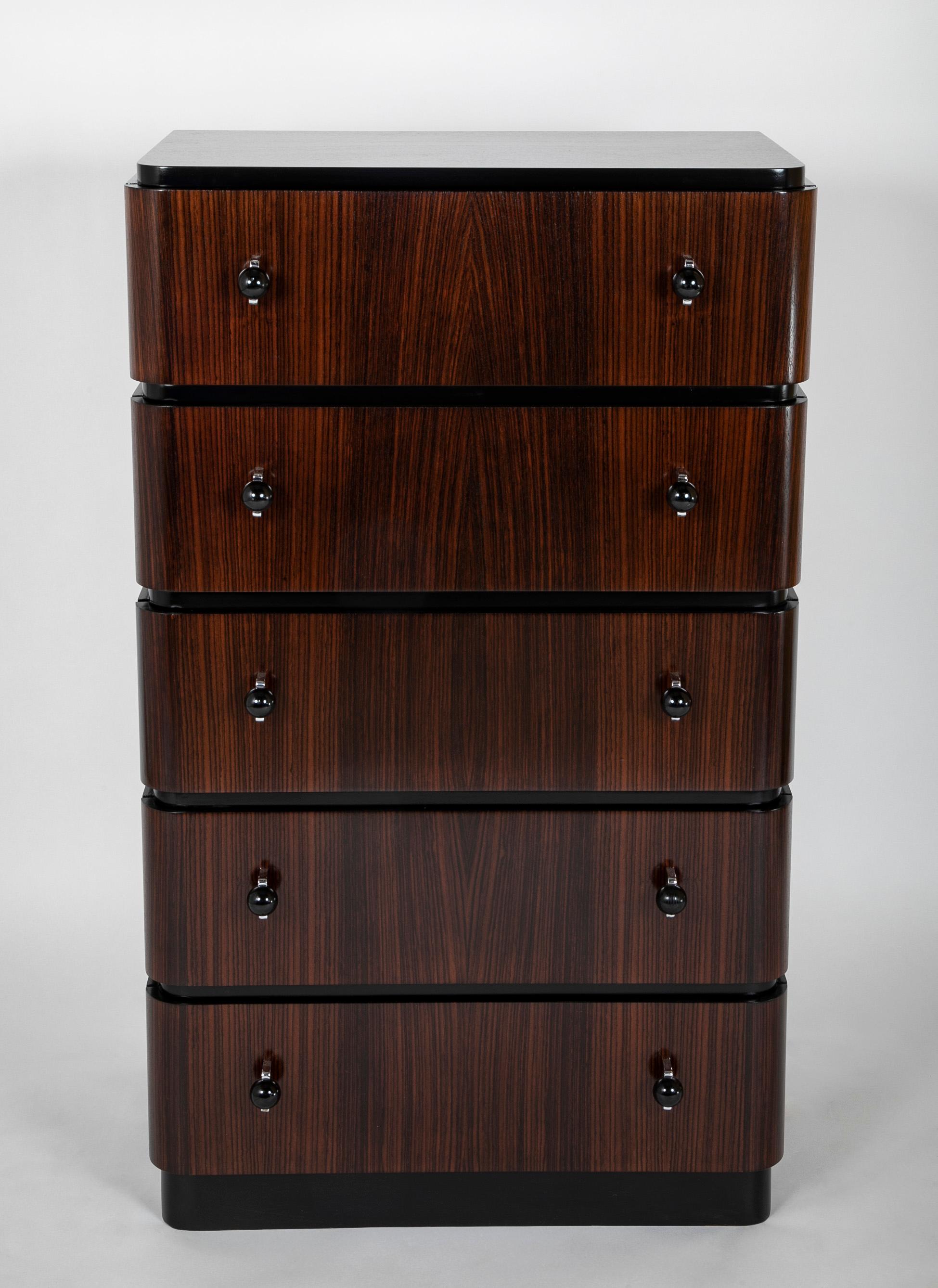 American A Striking Pair of Indian Rosewood Chests of Drawers by Donald Deskey