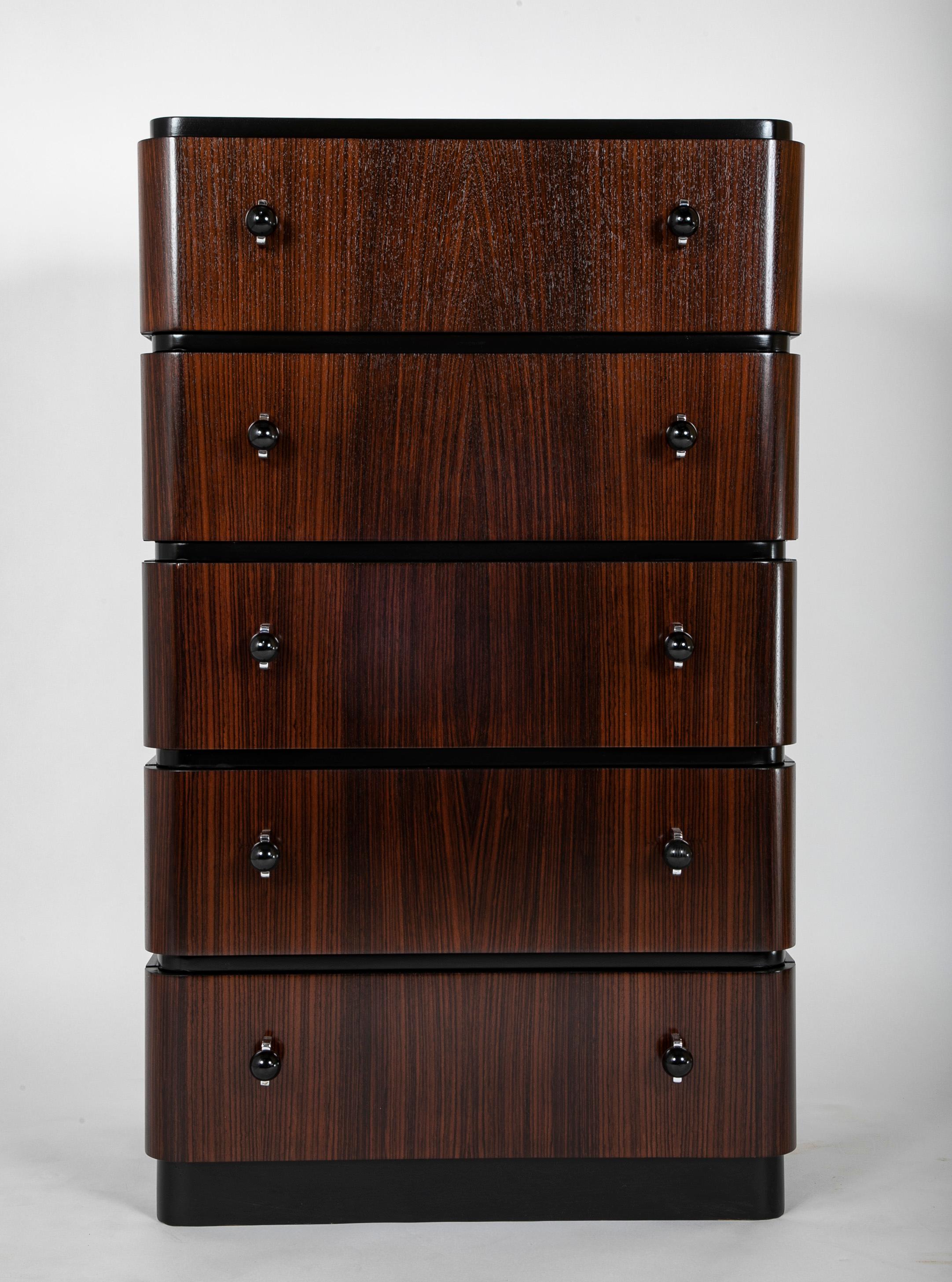 A Striking Pair of Indian Rosewood Chests of Drawers by Donald Deskey In Good Condition In Stamford, CT