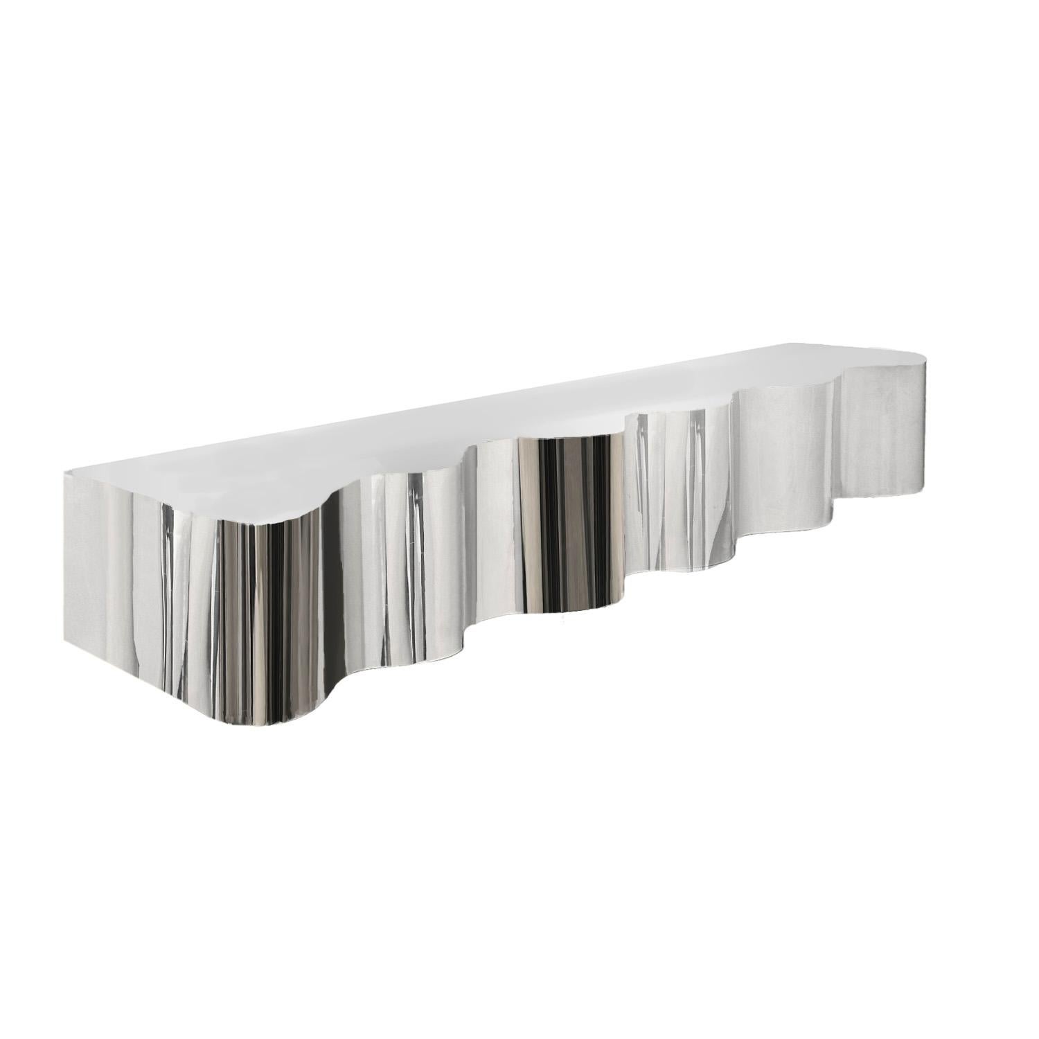 Kundenspezifische wandmontierte Wellenkonsole aus Edelstahl (Moderne) im Angebot