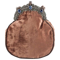 A striking semi precious/precious jewelled framed velvet handbag, Italy, 1920s