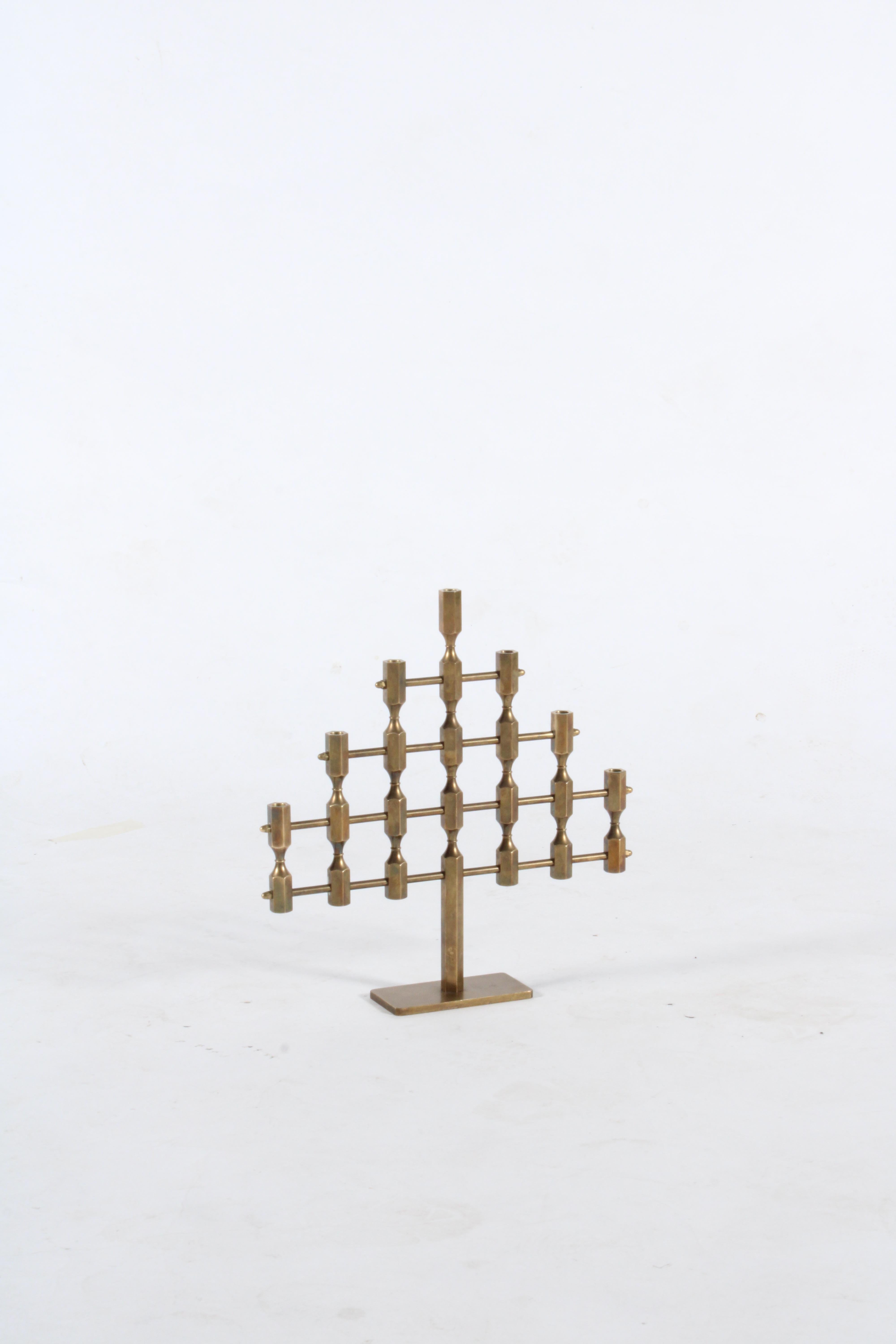 Post-Modern A Striking Solid Brass Candelabra By Gusum Metallslojden Sweden * Free Delivery
