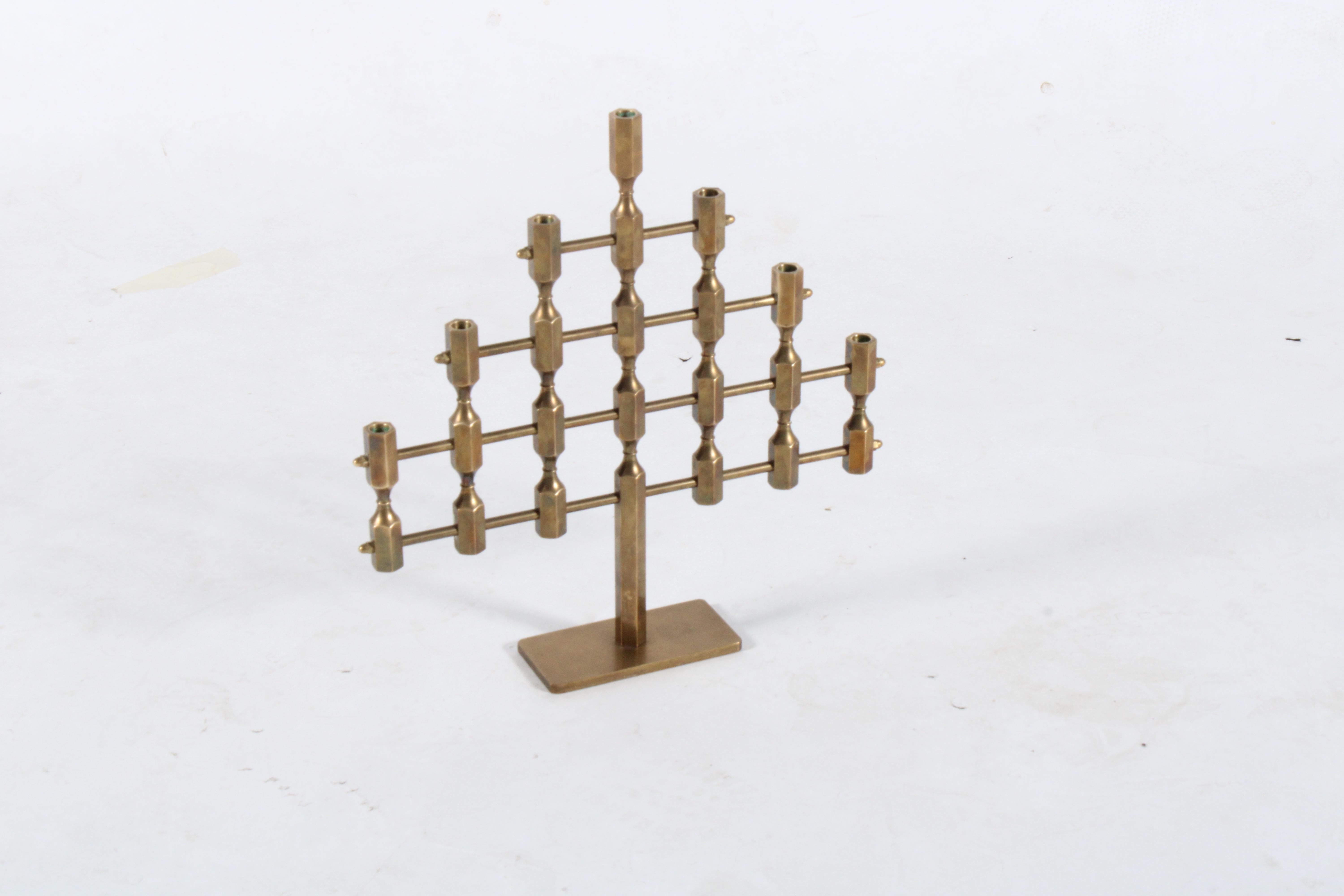 Swedish A Striking Solid Brass Candelabra By Gusum Metallslojden Sweden * Free Delivery