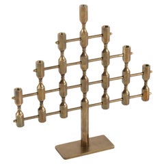 Used A Striking Solid Brass Candelabra By Gusum Metallslojden Sweden * Free Delivery