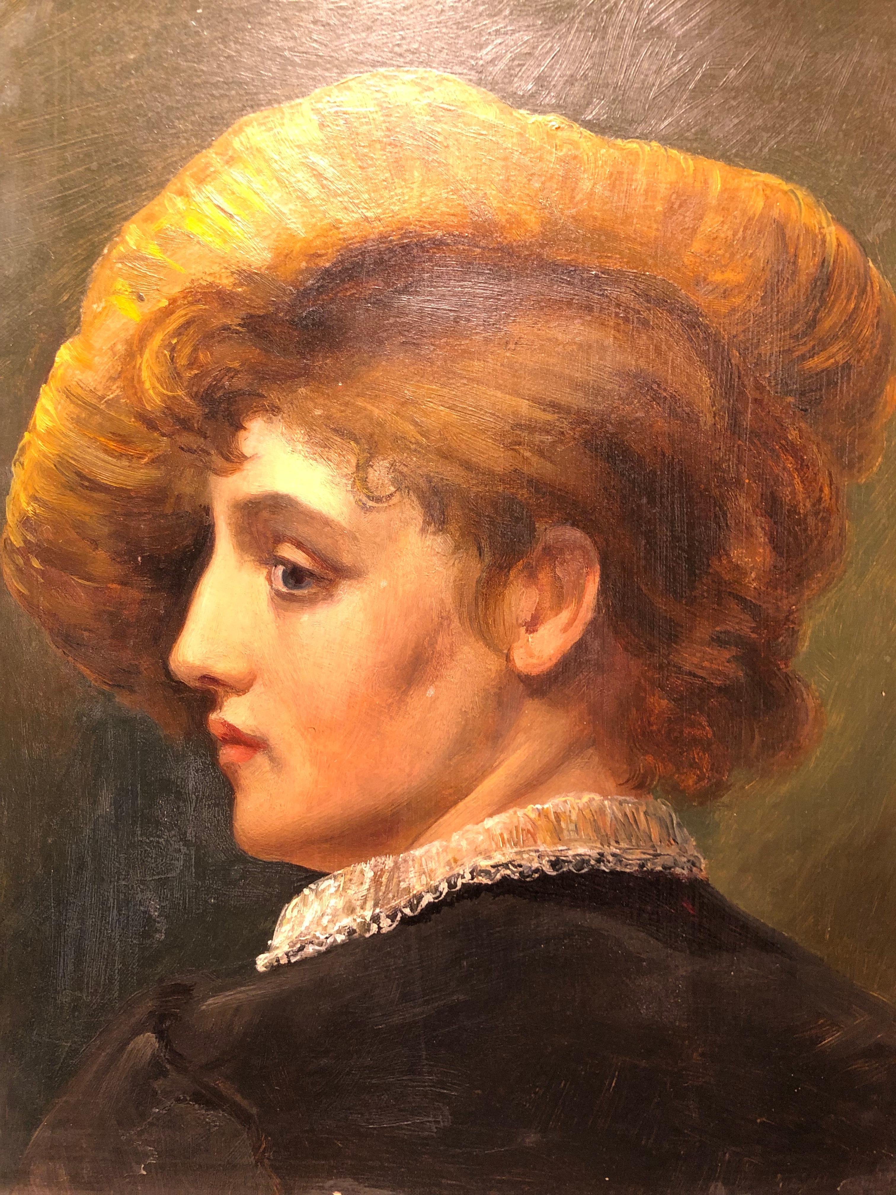 Auffallend schönes antikes Porträt einer Frau mit Hut (Spätviktorianisch) im Angebot