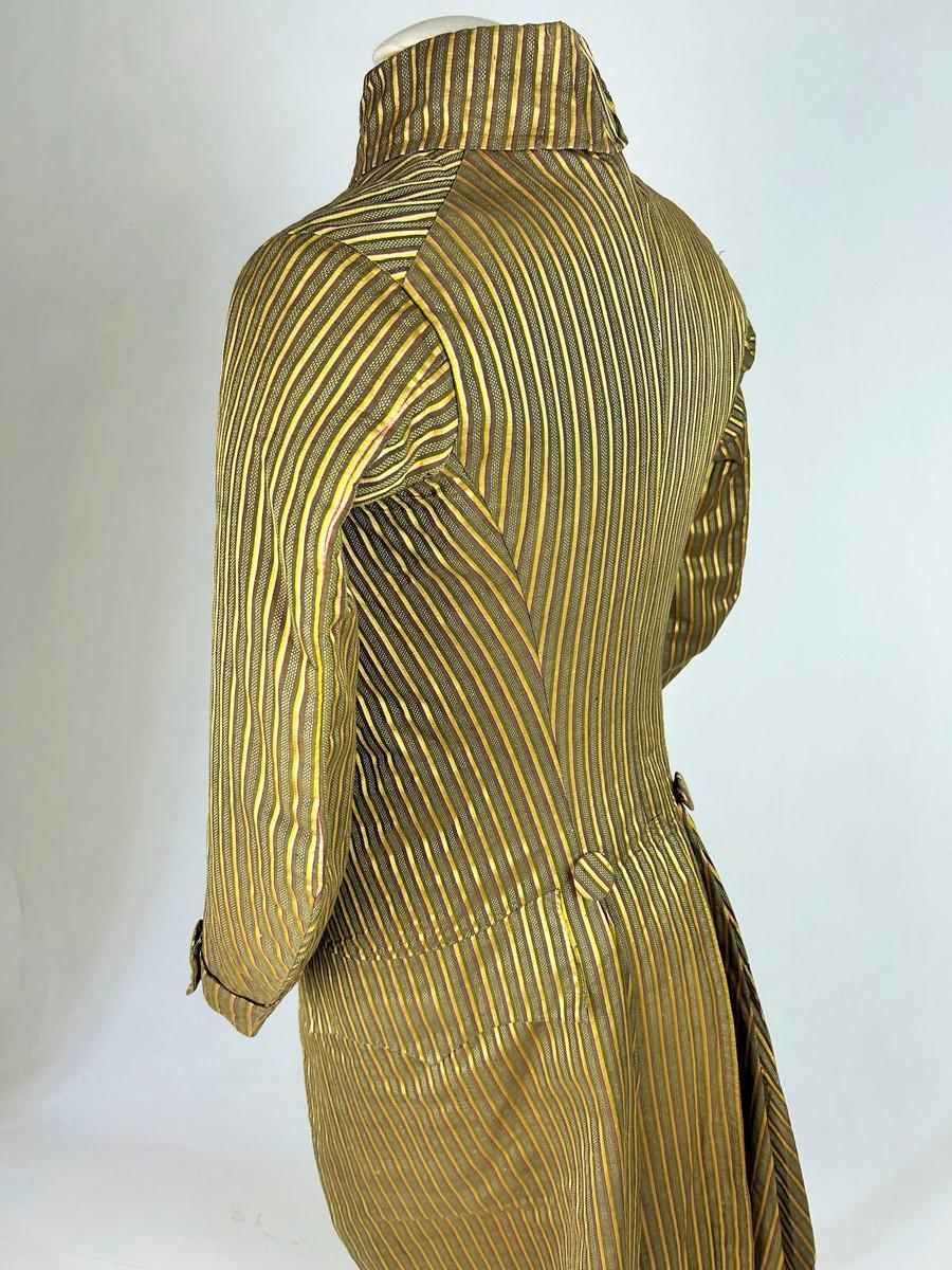 Women's or Men's A striped Siamoise Frock Coat - French Revolution Period Circa 1790 For Sale