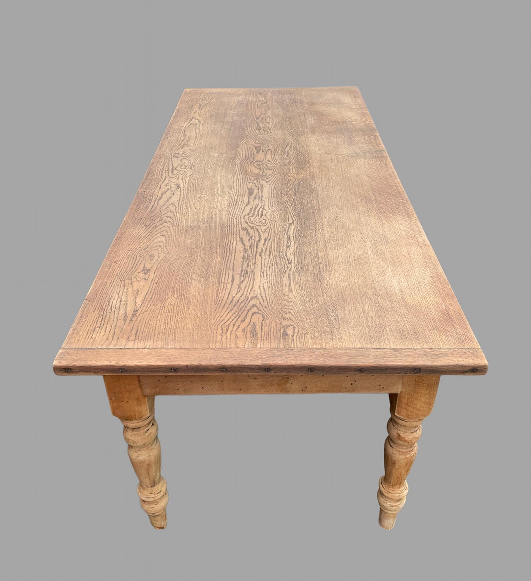 British A Stripped Oak and Elm Farmhouse/dining Table