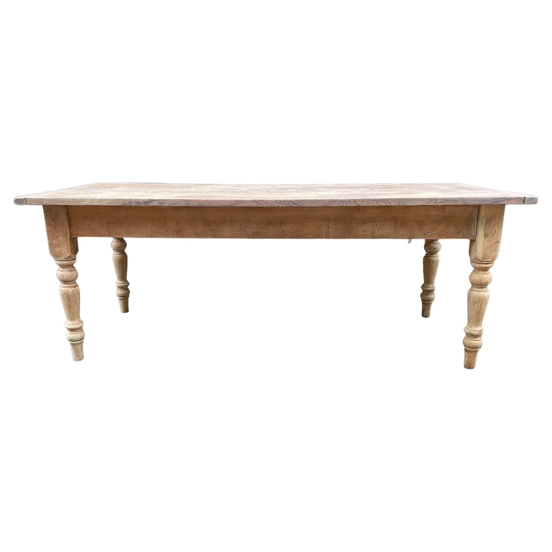 A Stripped Oak and Elm Farmhouse/dining Table