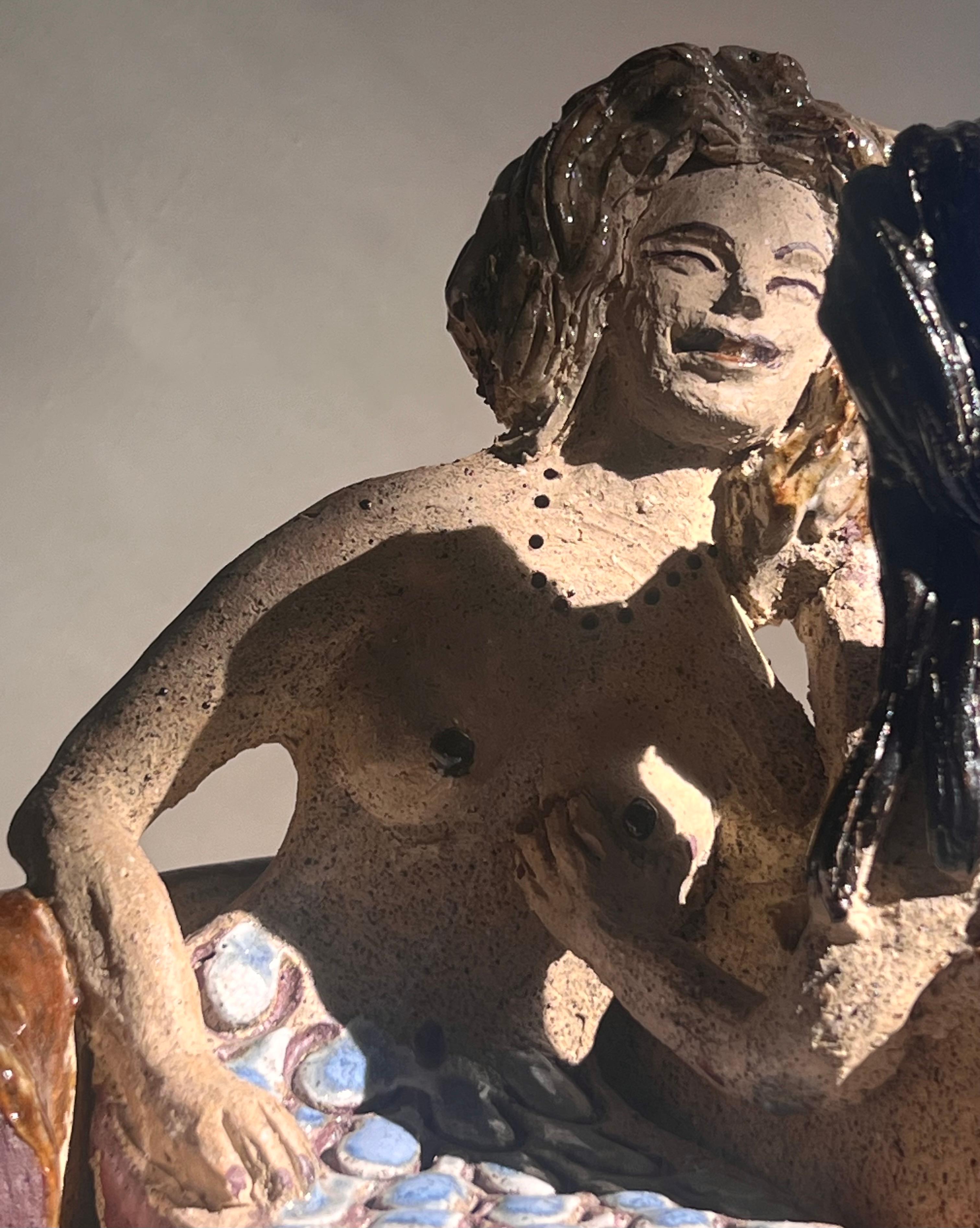 Scultura in ceramica da studio di due sirene, metà del XX secolo in vendita 4