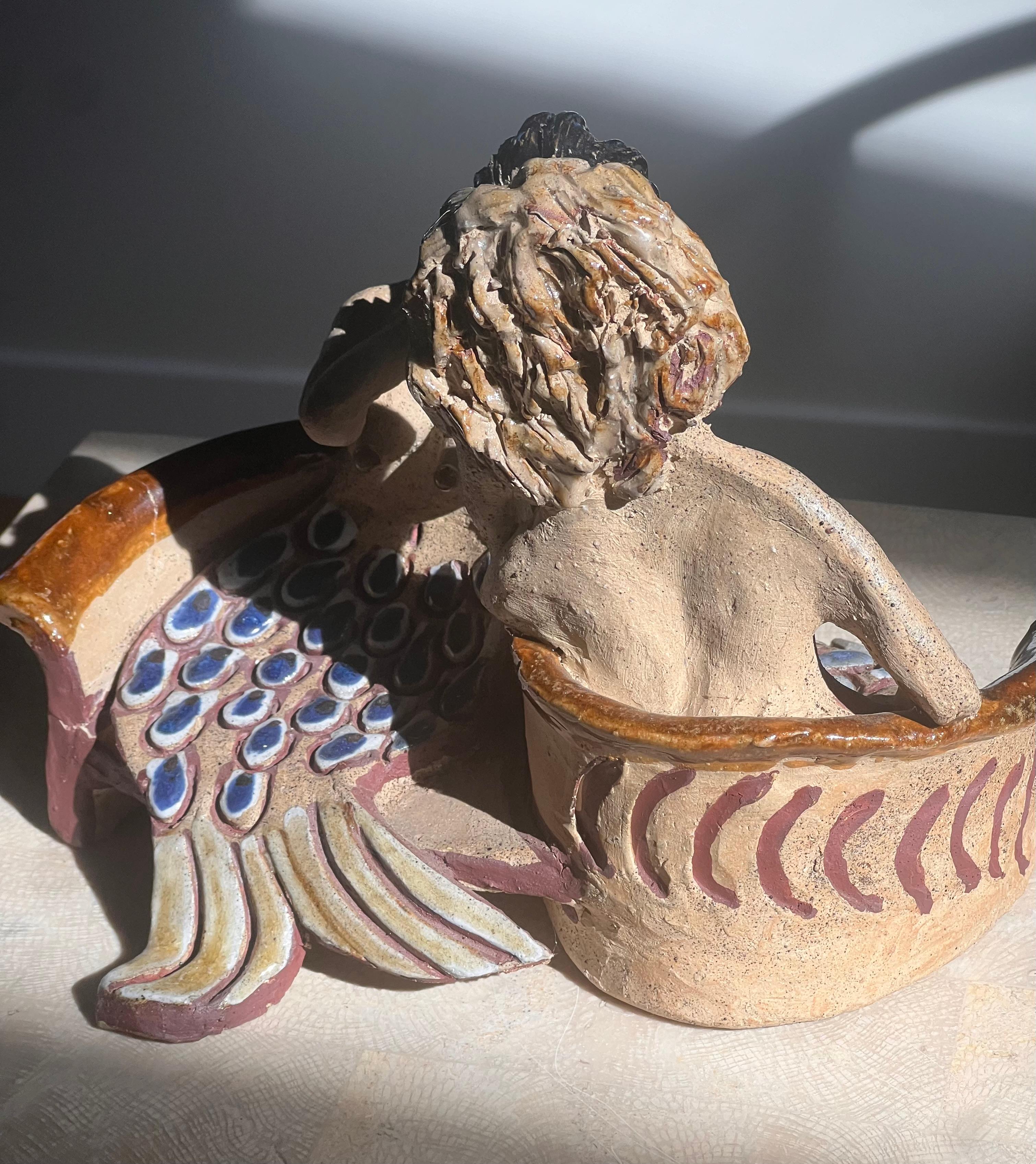 Scultura in ceramica da studio di due sirene, metà del XX secolo in vendita 9