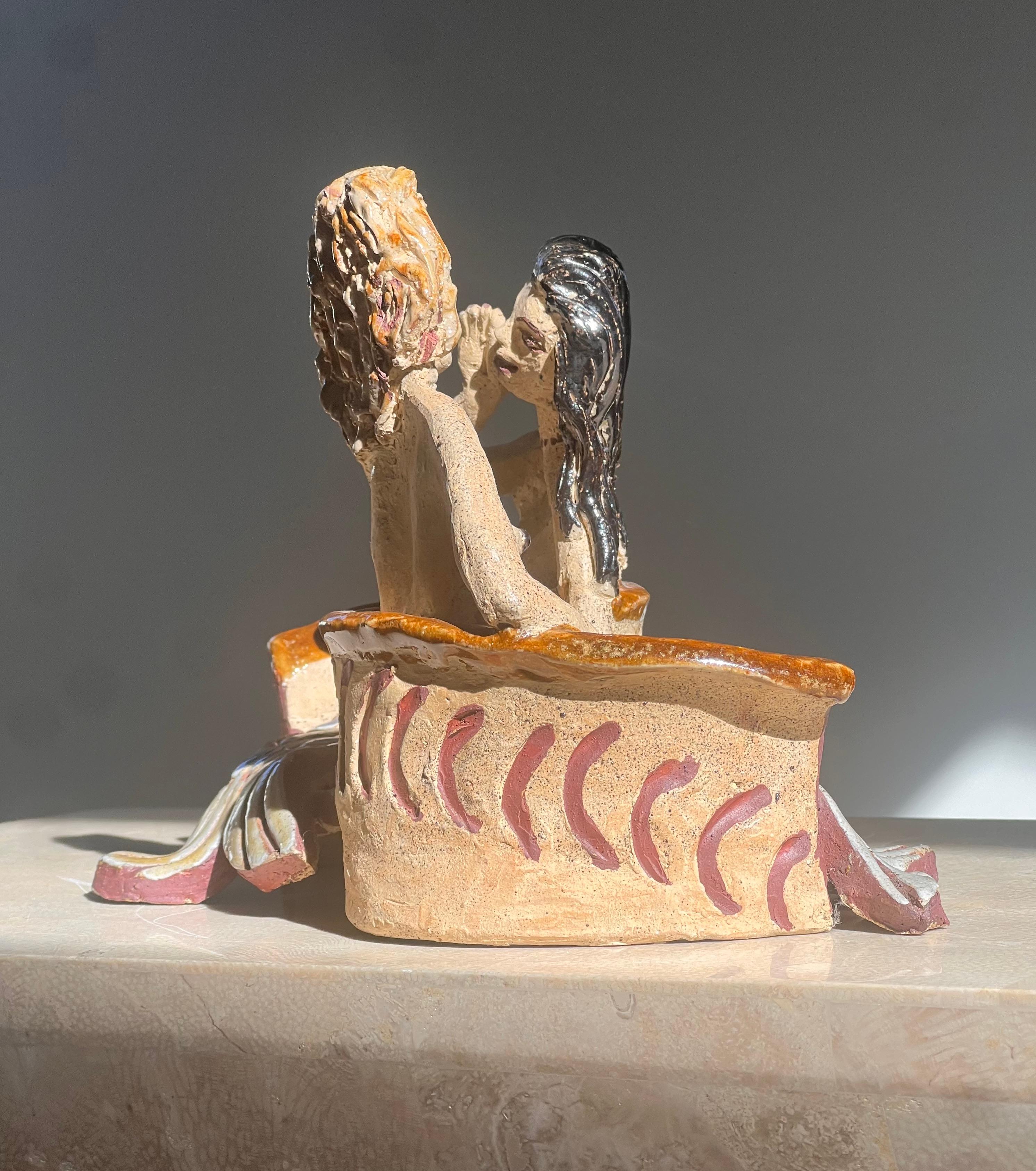 Ceramica Scultura in ceramica da studio di due sirene, metà del XX secolo in vendita