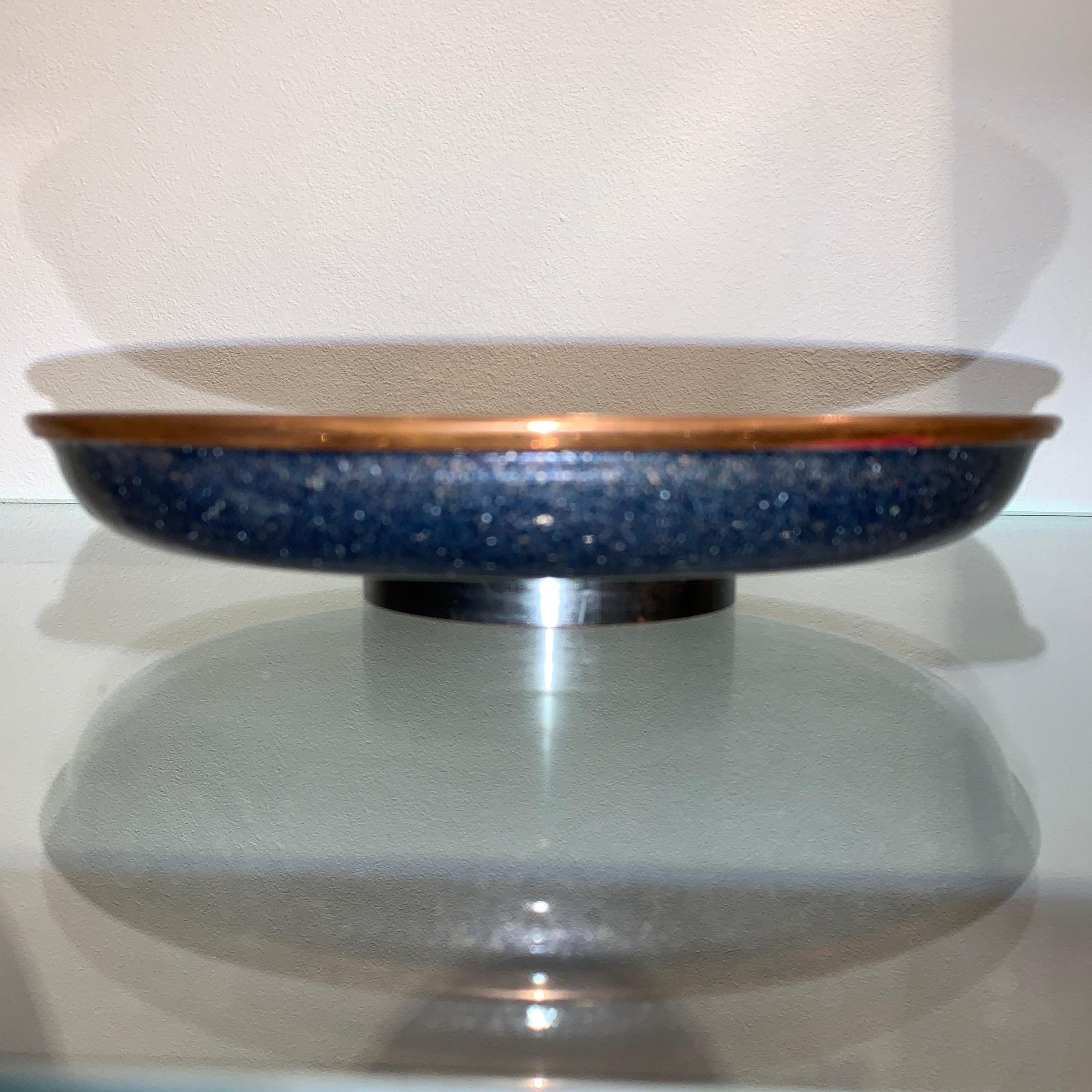 Studio Del Campo Copper Enameled Footed Dish, 1960s In Good Condition In Brussels, BE