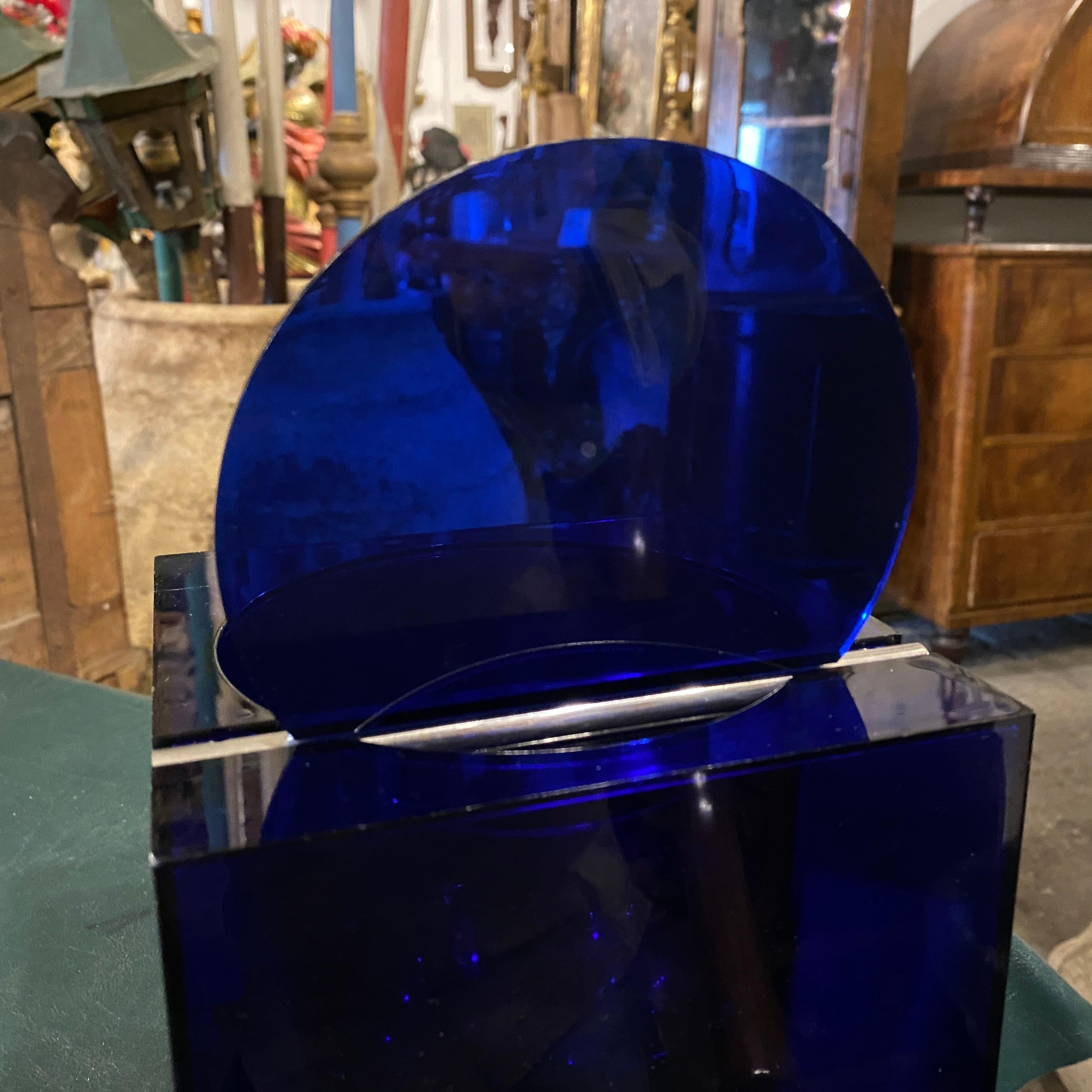 1980 Studio O.P.I. for Cini & Nils Modernist Blue Acrylic Square Ice Bucket 9