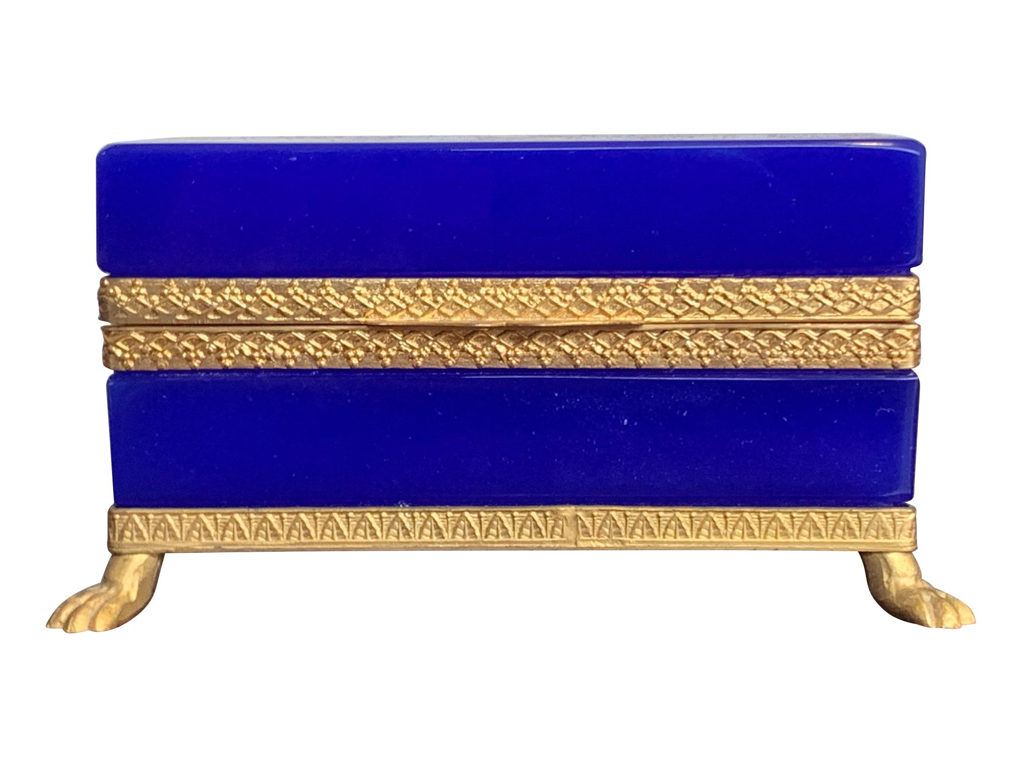 Mid-Century Modern Stunning 1950s Cobalt Blue Murano Glass Hinged Jewellery Box by Cendese, Italy