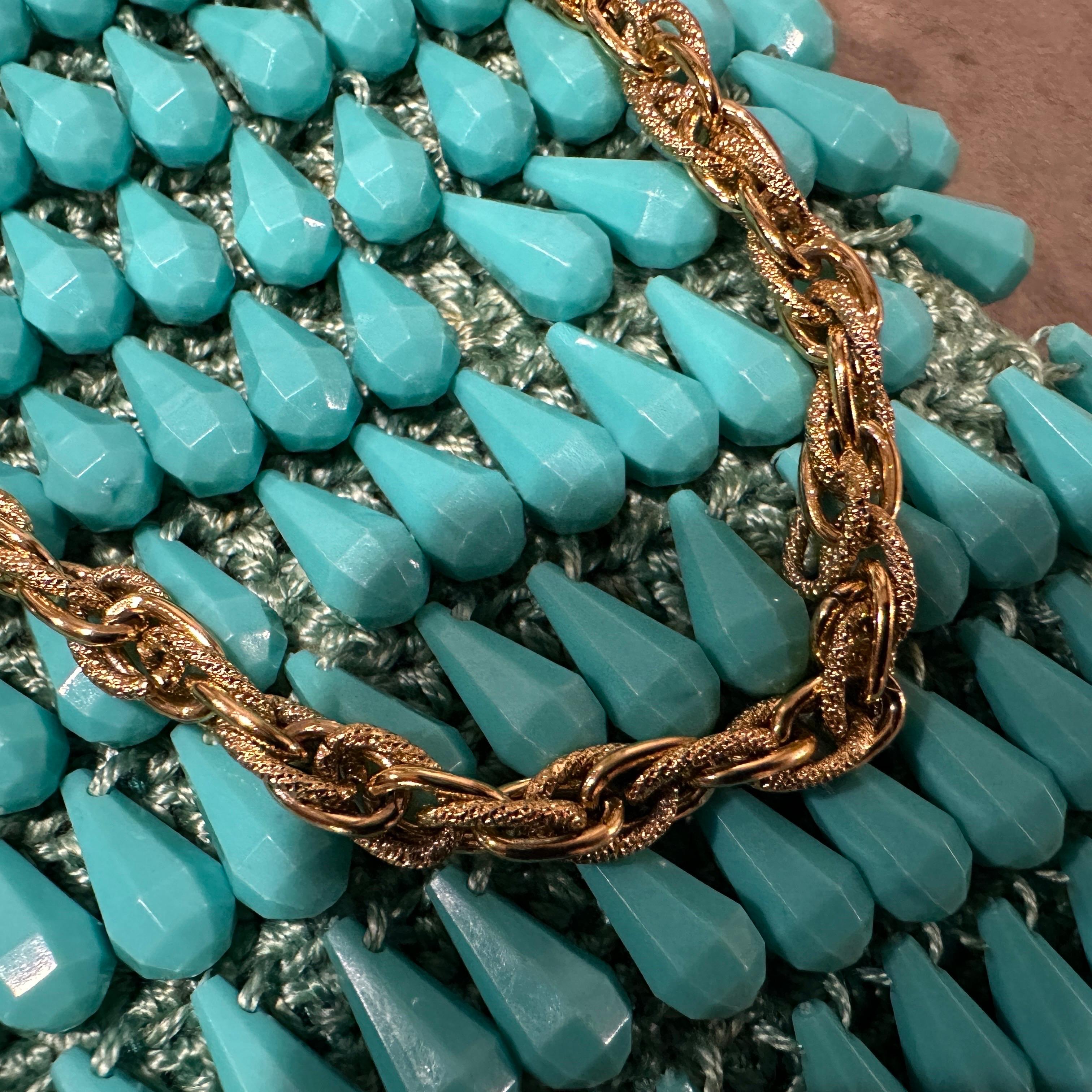 A Stunning 1960s High Quality Turquoise Resin and Brass Italian Evening Bag For Sale 6