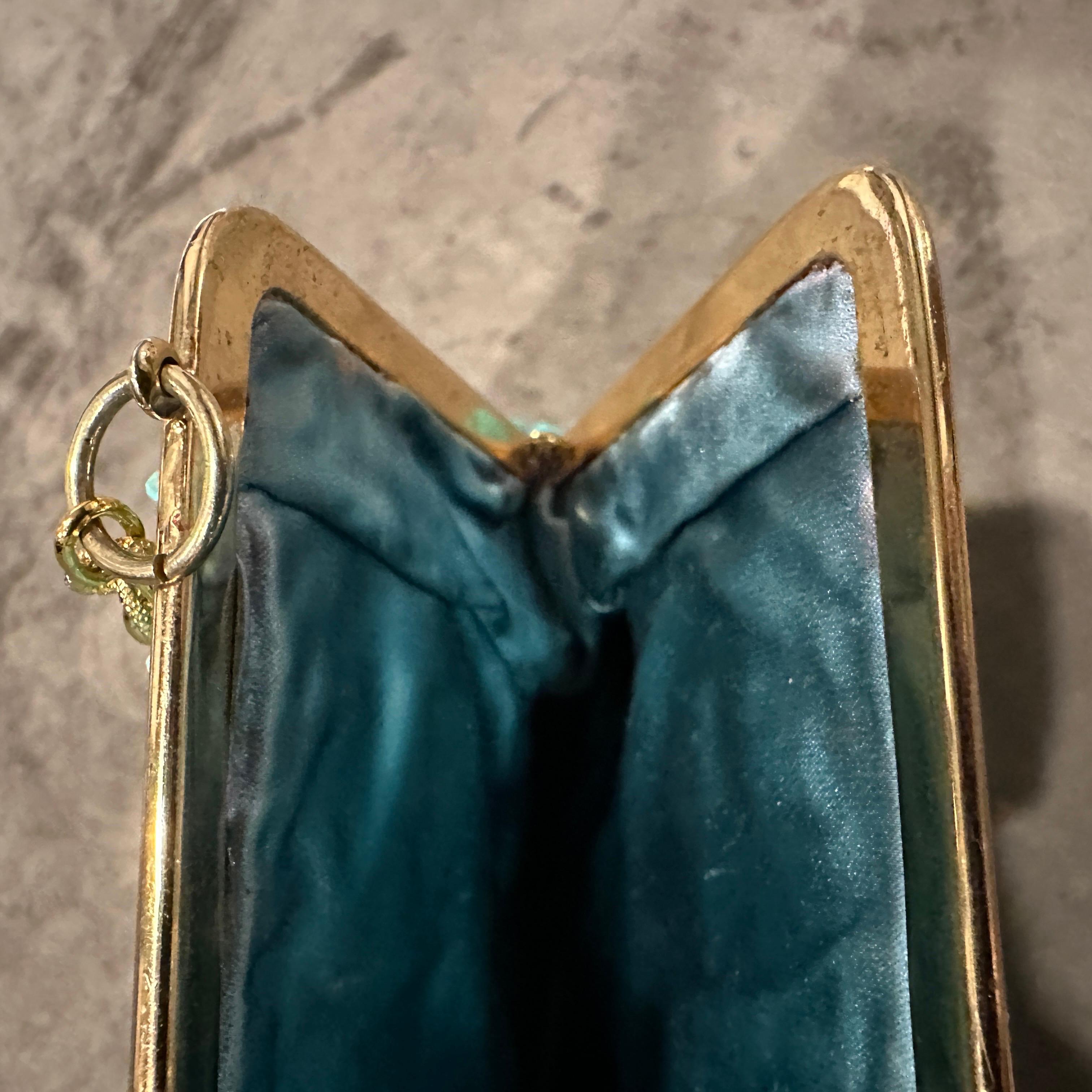 A Stunning 1960s High Quality Turquoise Resin and Brass Italian Evening Bag For Sale 1
