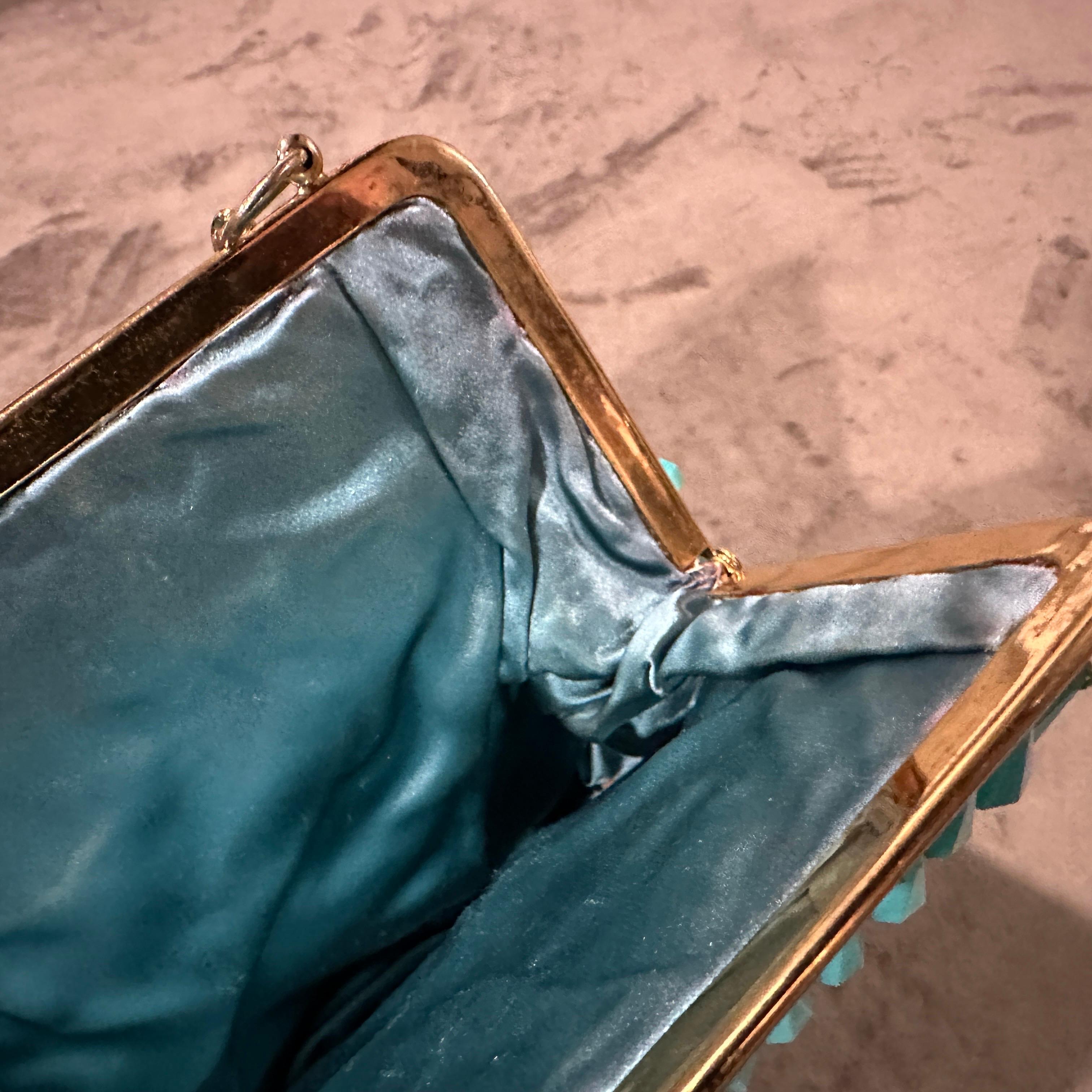 A Stunning 1960s High Quality Turquoise Resin and Brass Italian Evening Bag For Sale 2