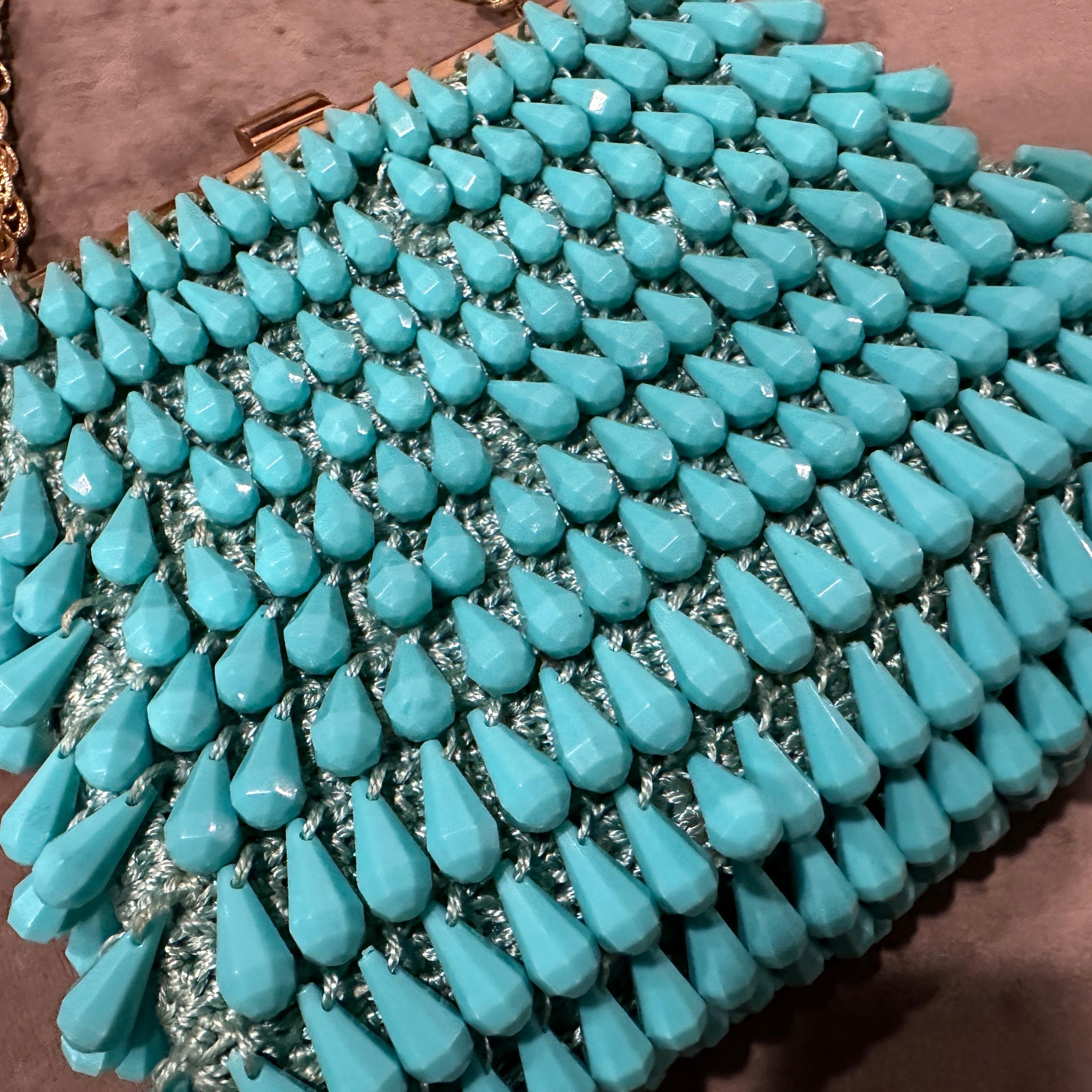A Stunning 1960s High Quality Turquoise Resin and Brass Italian Evening Bag For Sale 3