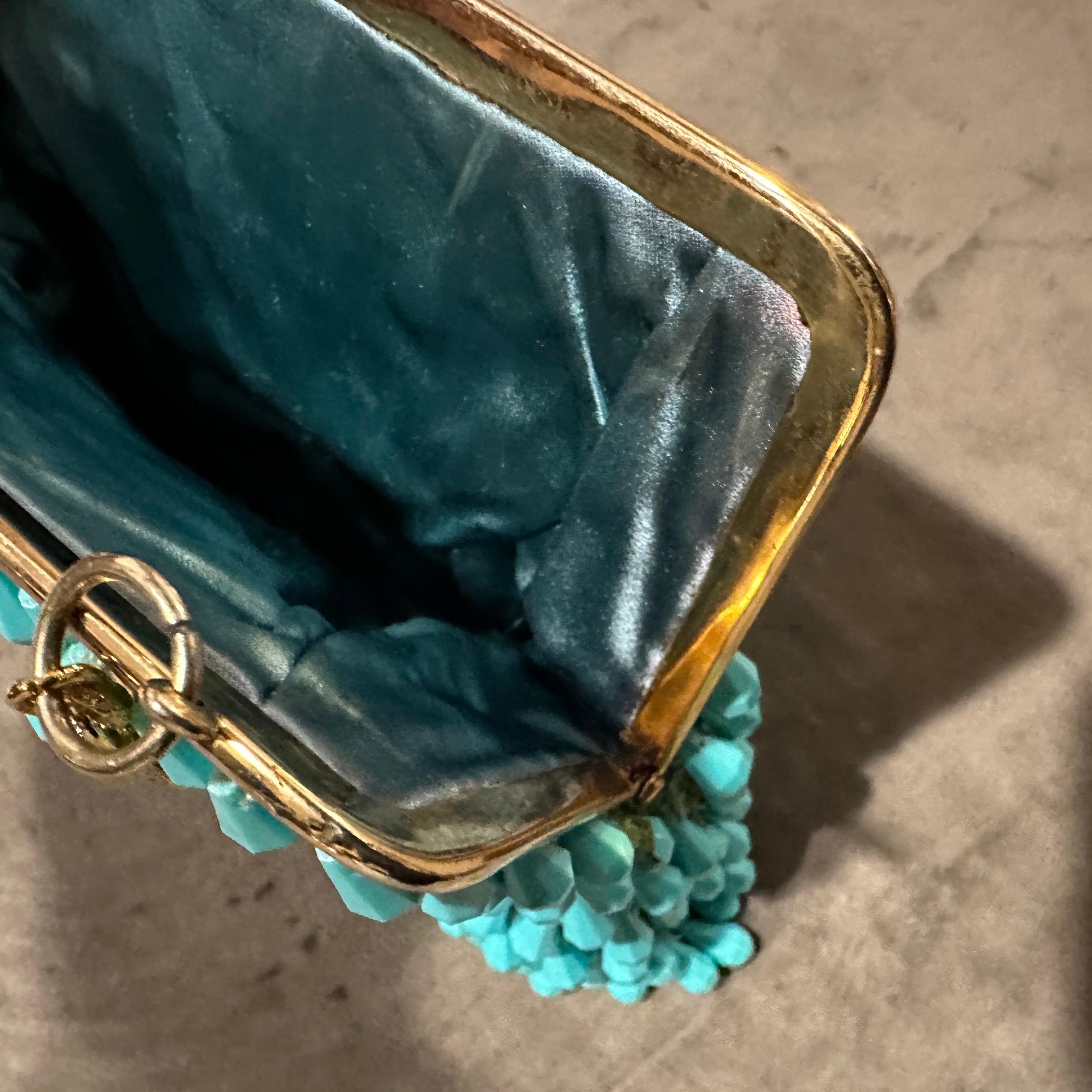 A Stunning 1960s High Quality Turquoise Resin and Brass Italian Evening Bag For Sale 4